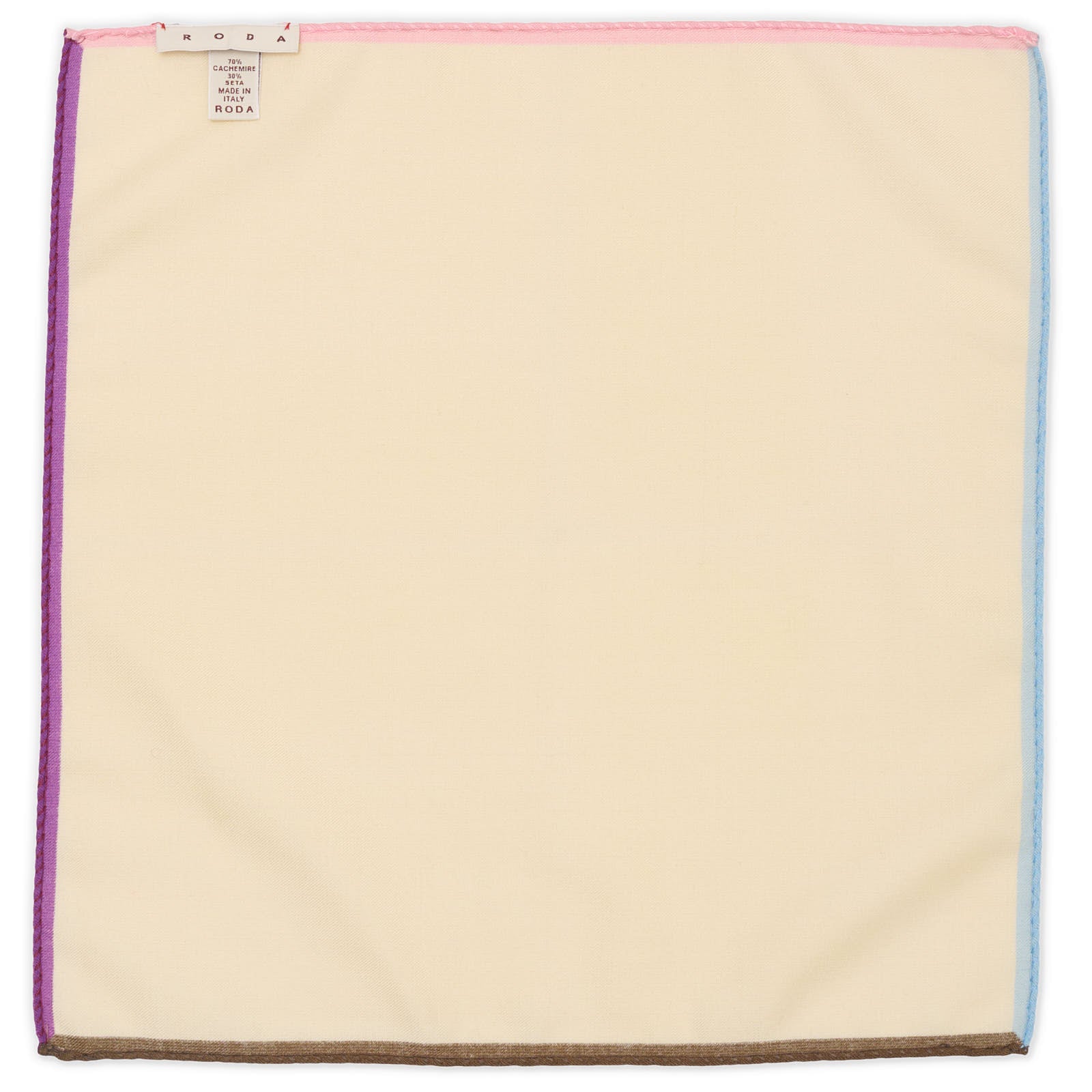 RODA Handmade Light Beige Solid Cashmere-Silk Pocket Square NEW 31cm x 31cm