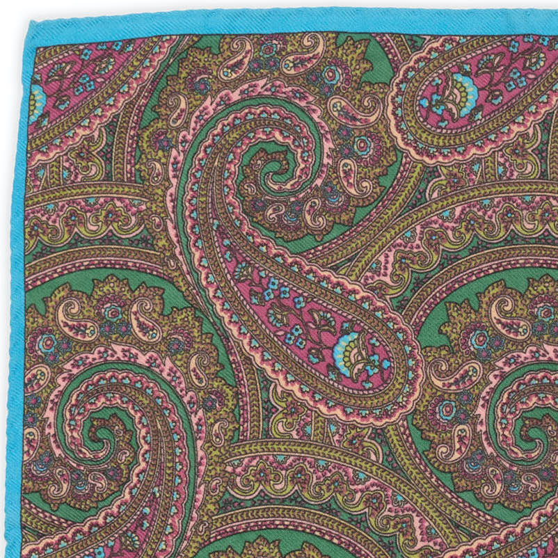 RODA Handmade Multicolor Paisley Cashmere Pocket Square NEW 31cm x 31cm