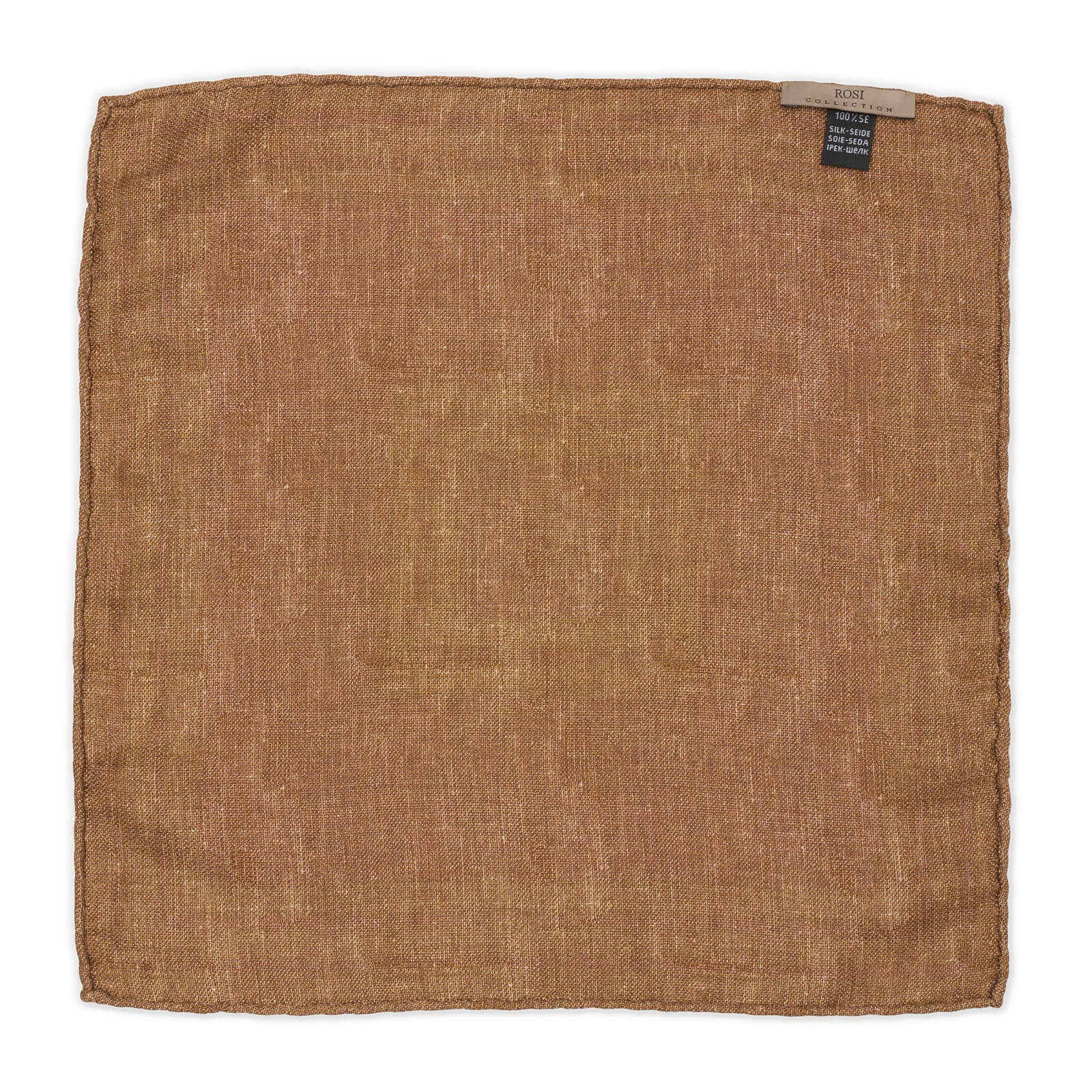 ROSI Handmade Burgundy-Brown Geometric-Solid Silk Pocket Square Double Sided