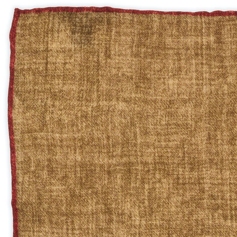 ROSI Handmade Burgundy Brown Solid Wool Pocket Square NEW 31cm x 31cm