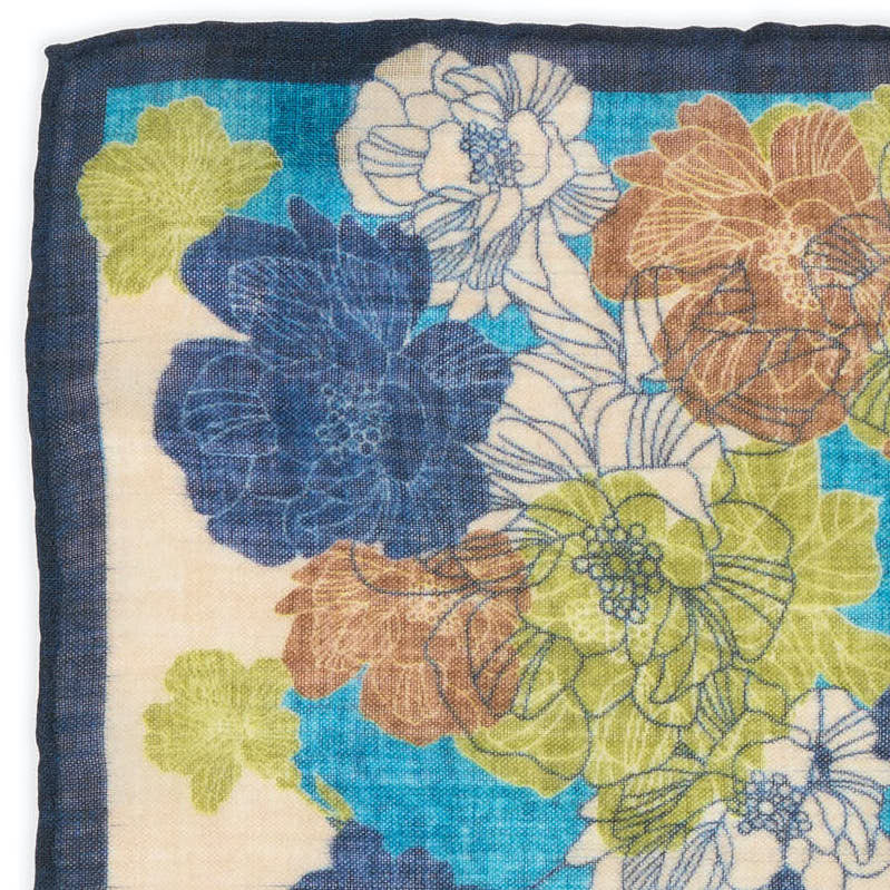 ROSI Handmade Multicolor Floral Pocket Square NEW 29cm x 29cm