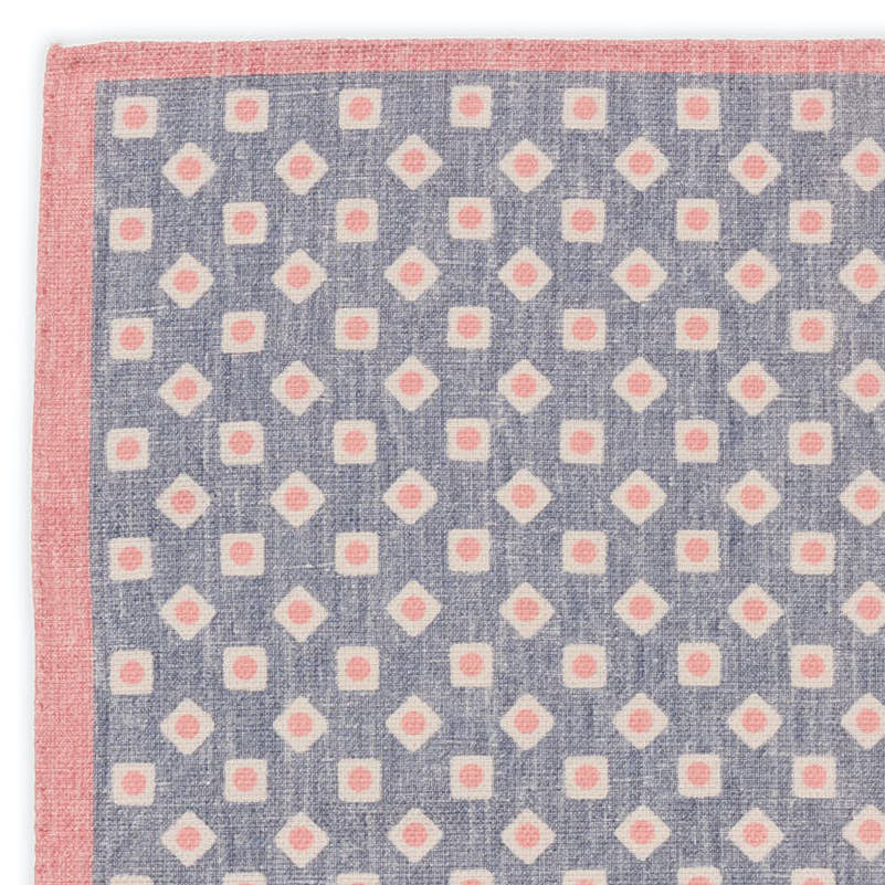 ROSI Handmade Multicolor Solid-Geometric Cotton-Linen Pocket Square Double Sided