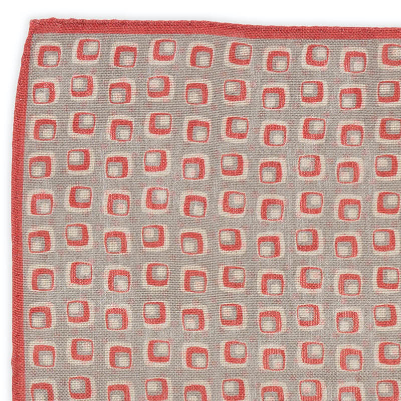 ROSI Handmade Multicolor Geometric-Dot Linen-Cotton Pocket Square Double Sided