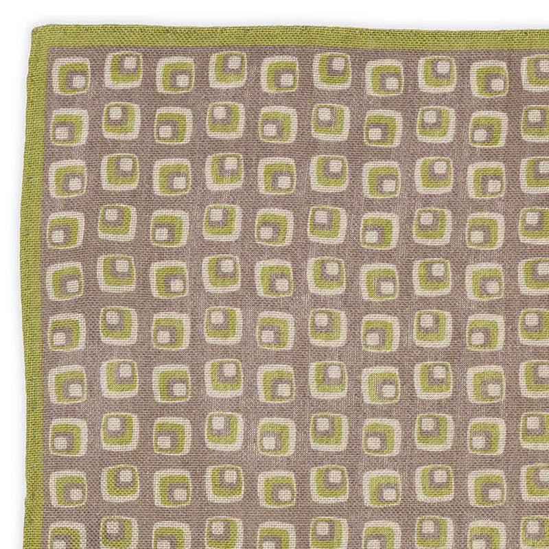 ROSI Handmade Multicolor Geometric-Dot Linen-Cotton Pocket Square Double Sided