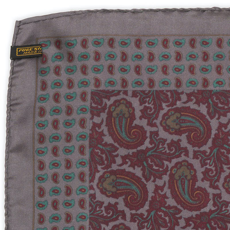VANNUCCI MILANO Handmade Multicolor Paisley Silk Pocket Square NEW 33cm x 33cm