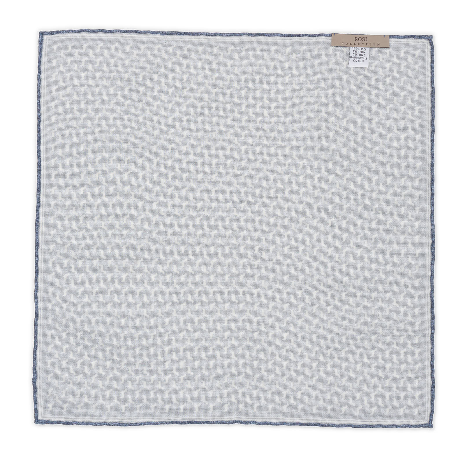 ROSI Handmade Royal Blue-White Abstract Cotton Pocket Square NEW 30cm x 30cm
