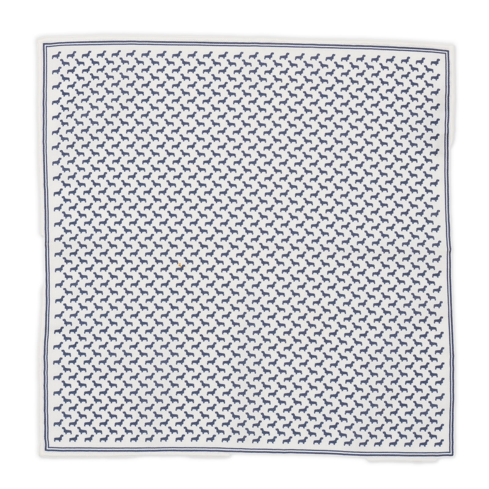 ROSI Handmade White-Blue Abstract Cotton Pocket Square NEW 30cm x 30cm
