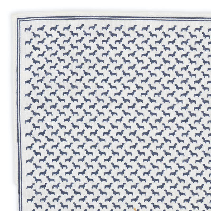 ROSI Handmade White-Blue Abstract Cotton Pocket Square NEW 30cm x 30cm