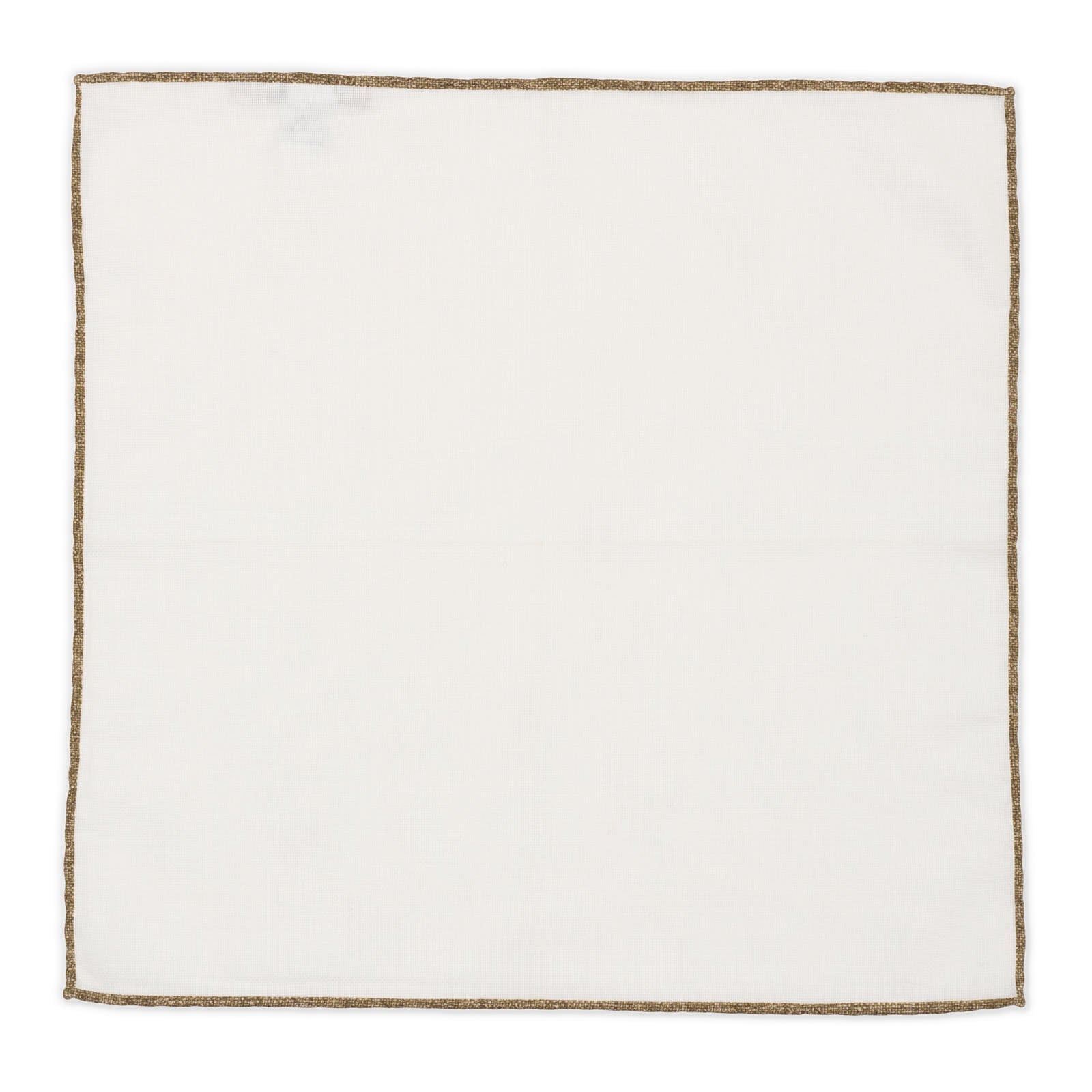 ROSI Handmade White-Brown Solid Cotton Pocket Square NEW 31cm x 31cm