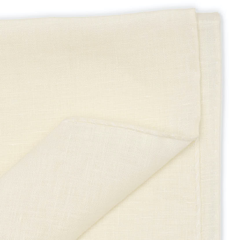 VANNUCCI Hand-Rolled Off-White Linen Pocket Square NEW 45cm x 45cm