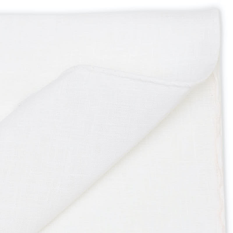 VANNUCCI Milano Hand-Rolled White Cotton Pocket Square NEW 48cm x 48cm