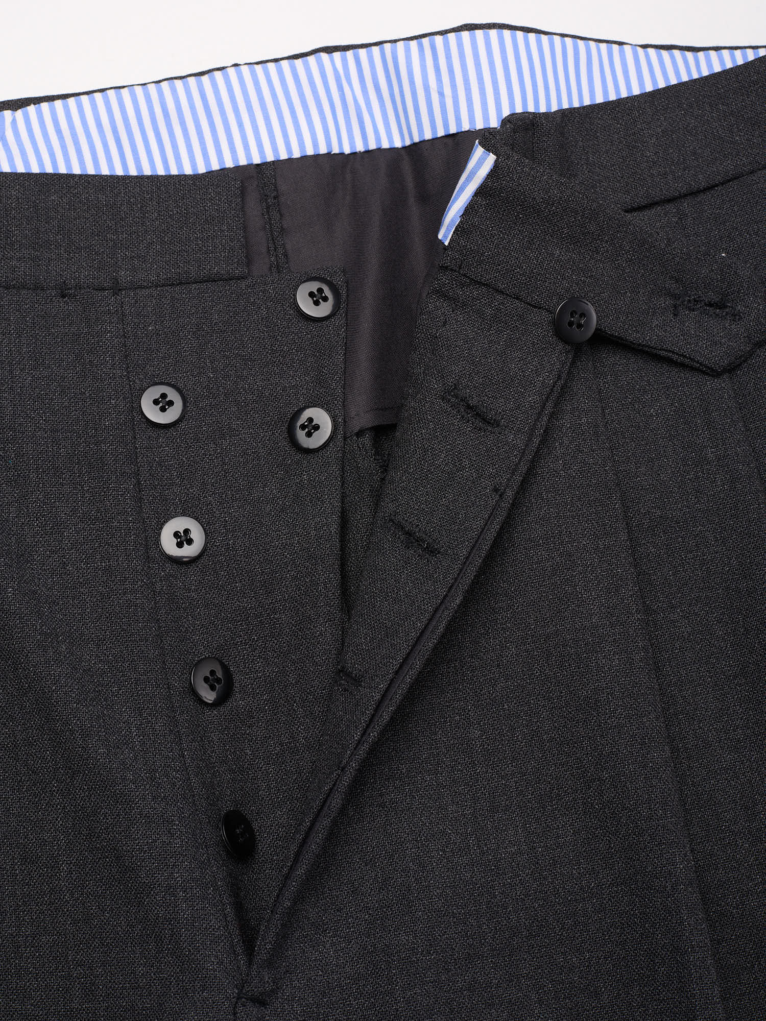 RUBINACCI LH Handmade Bespoke Charcoal Gray Fresco Wool Suit