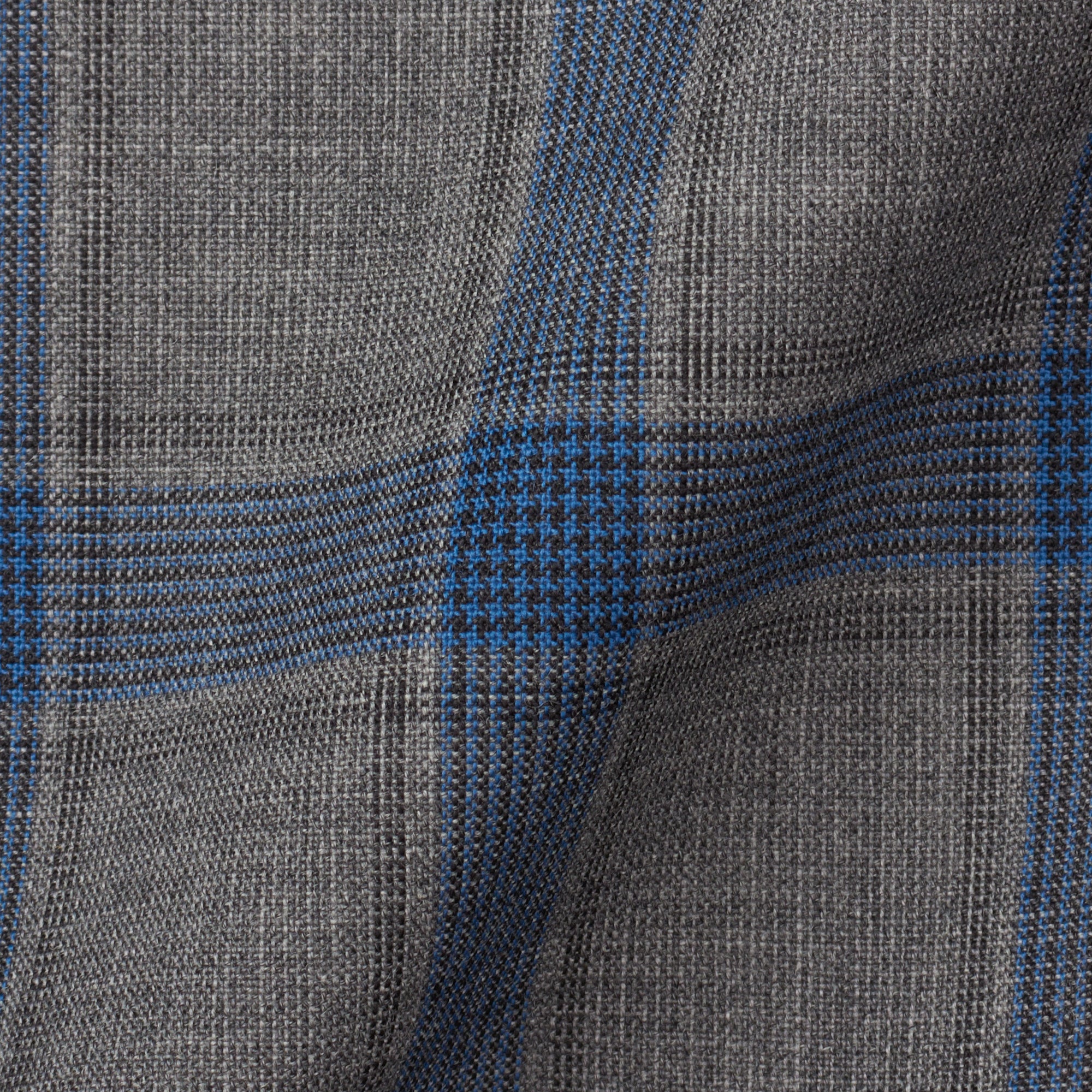 RUBINACCI LH Handmade Bespoke Gray Plaid Wool-Silk-Linen DB Jacket EU 50 US 40