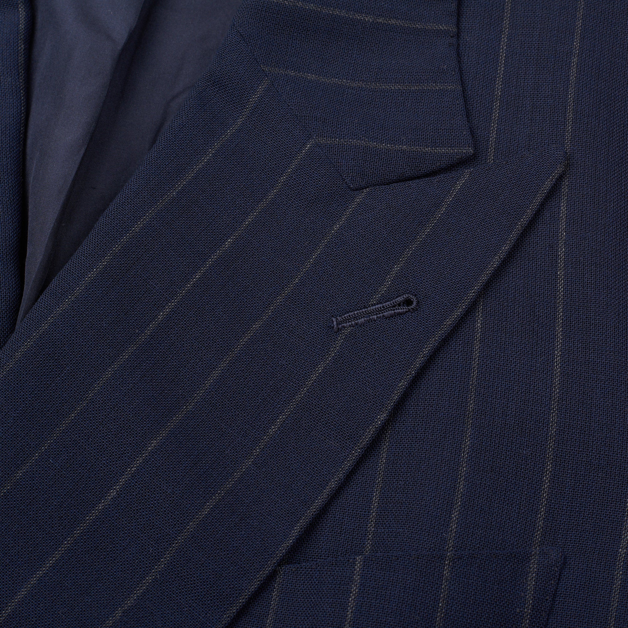 RUBINACCI LH Handmade Bespoke Navy Blue Striped Mohair DB Suit EU 50 US 40 RUBINACCI