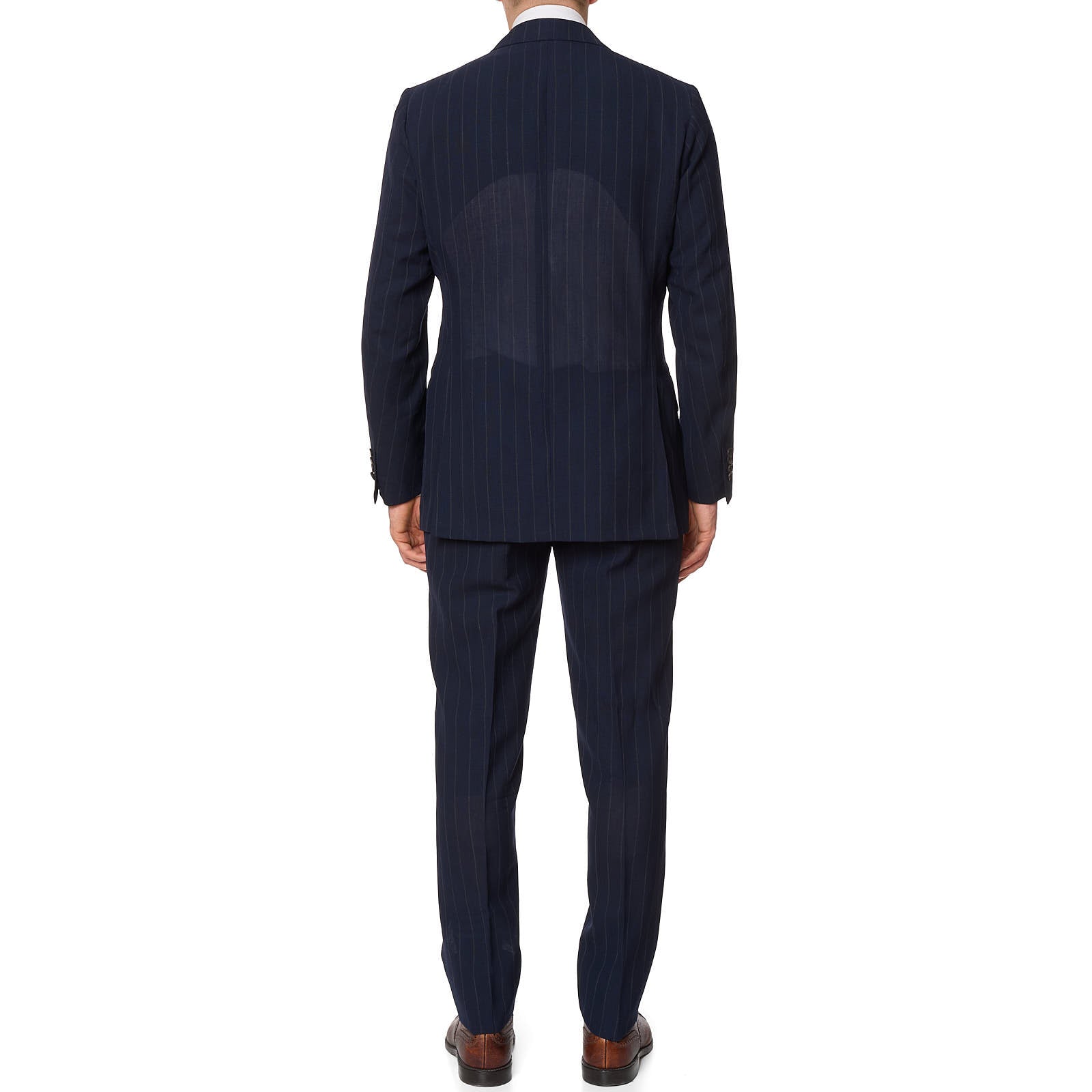 RUBINACCI LH Handmade Bespoke Navy Blue Striped Mohair DB Suit EU 50 US 40
