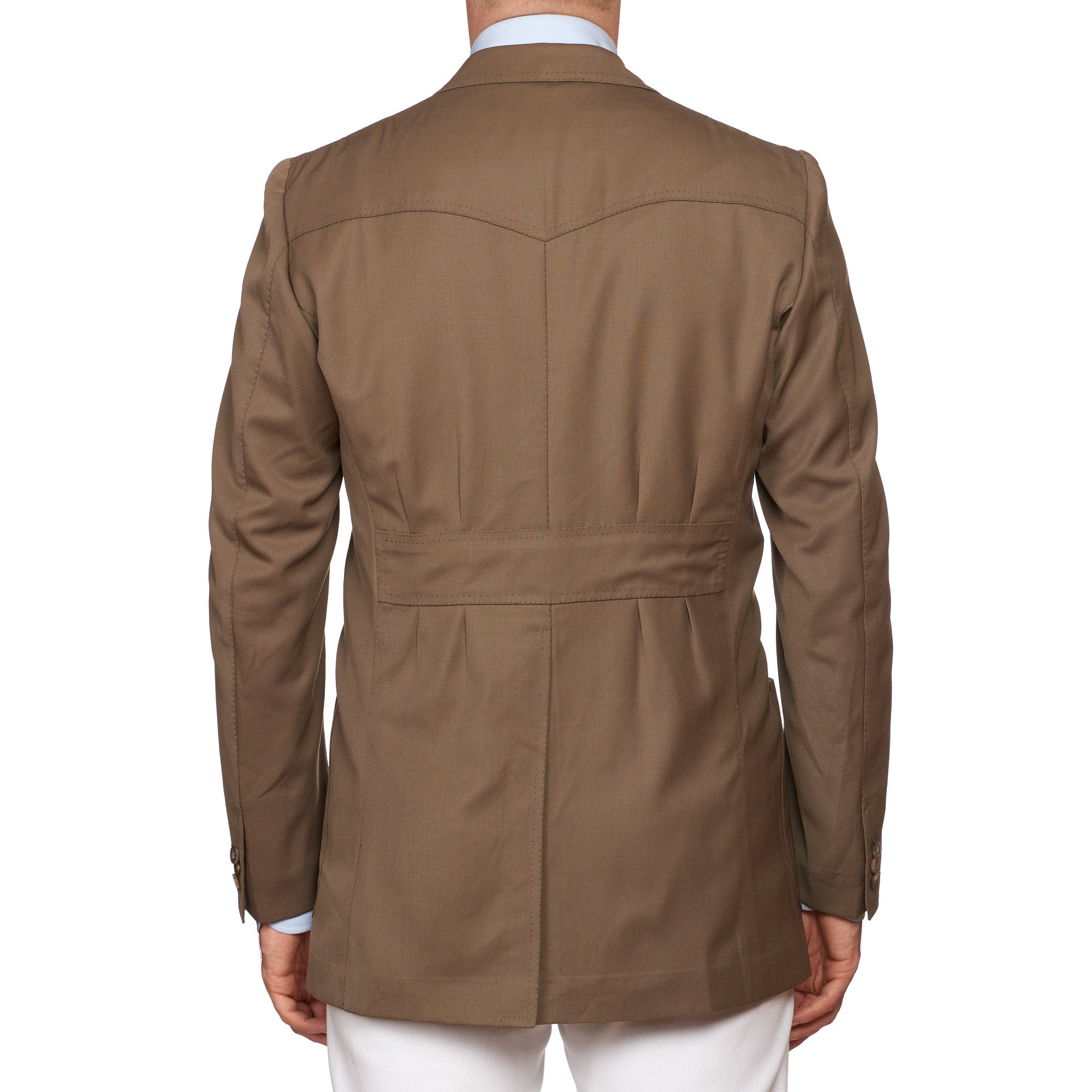 RUBINACCI LH Handmade Bespoke Olive Wool-Cotton Back Belted Jacket EU 50 NEW US 40