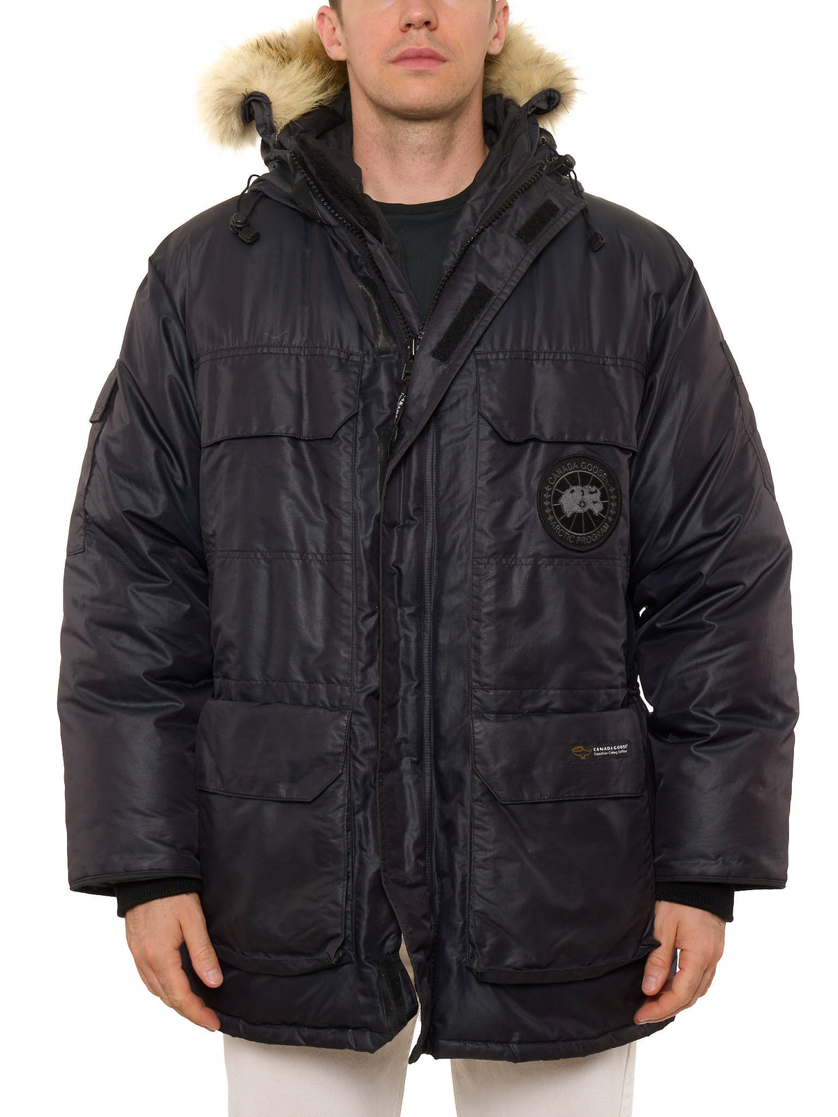 Rare CANADA GOOSE Expedition Parka Black Label Jacket Coyote Fur Ruff