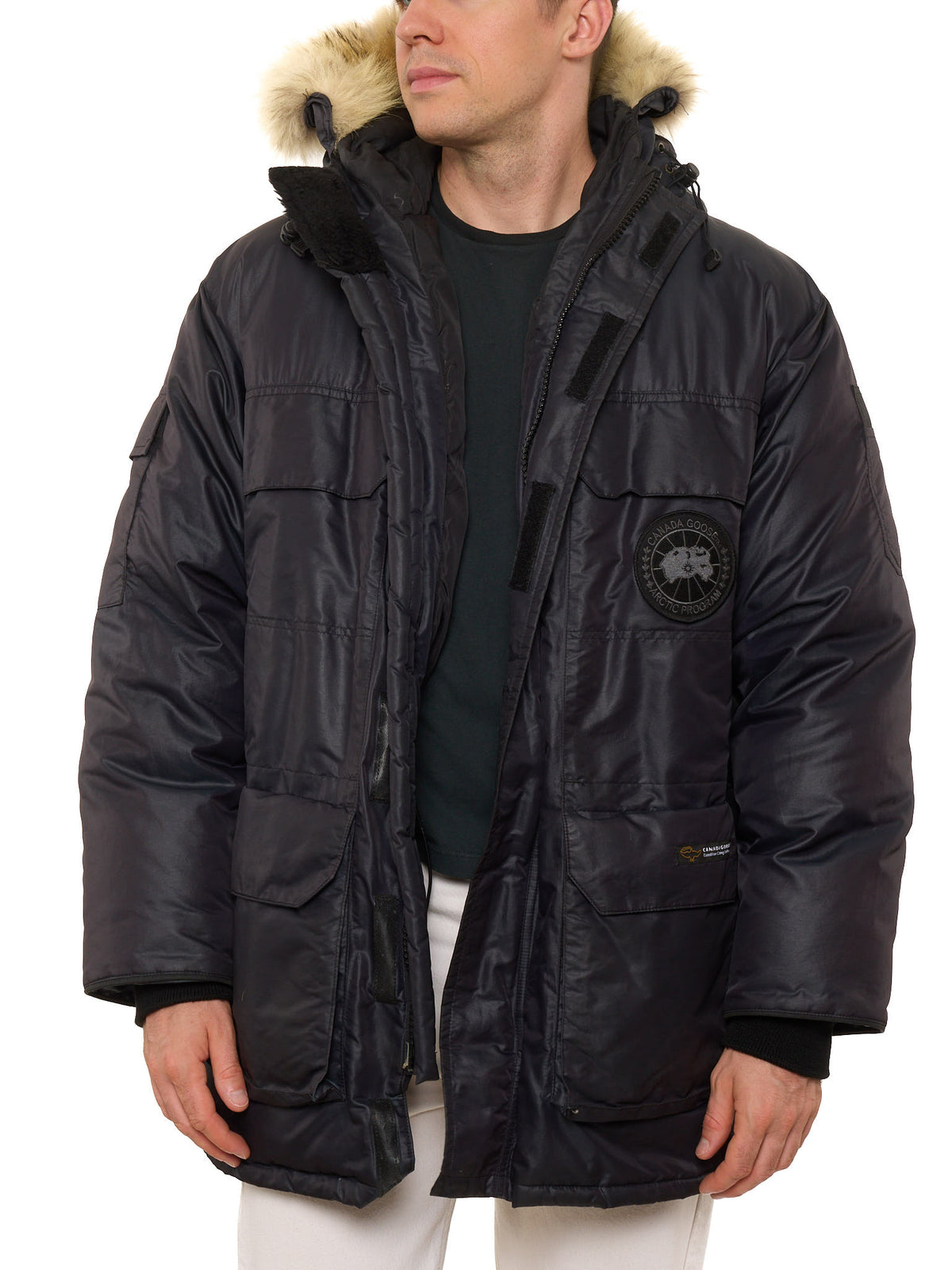 Rare CANADA GOOSE Expedition Parka Black Label Jacket Coyote Fur Ruff