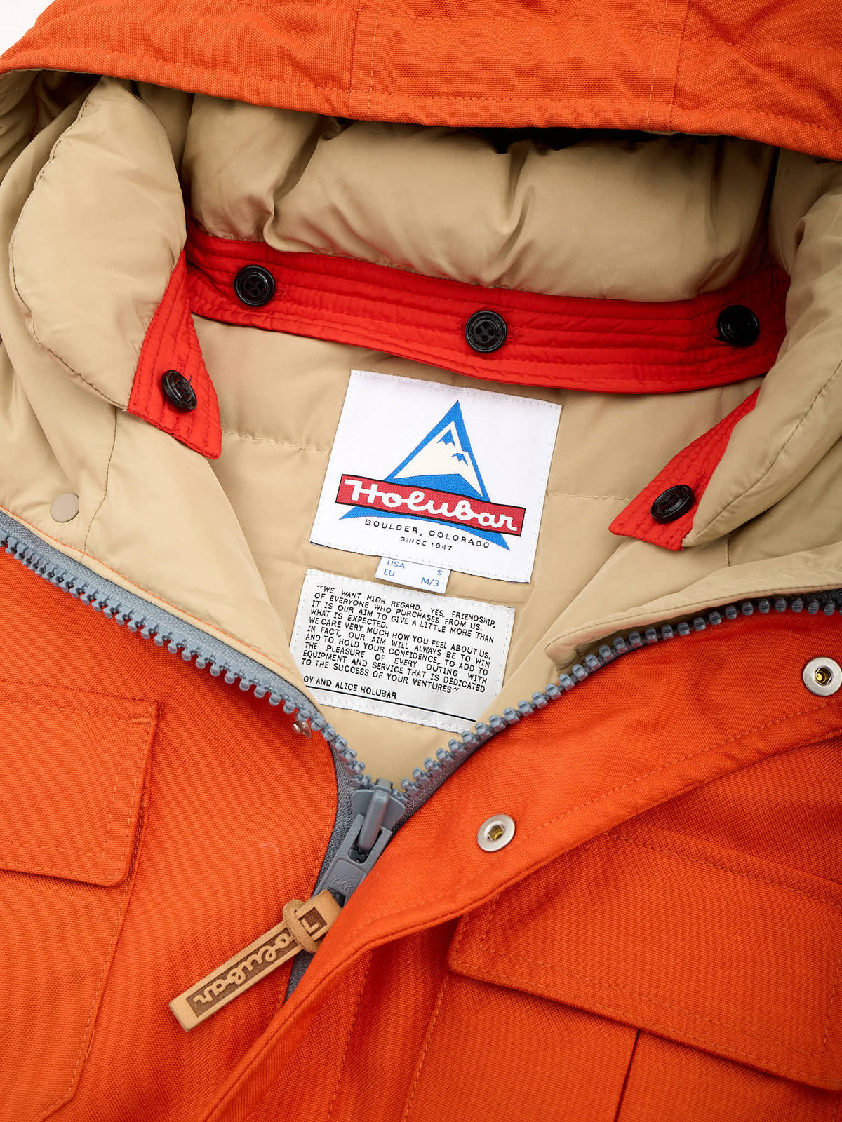 Rare HOLUBAR "Deer Hunter" Orange Cordura Down Filled Parka Jacket NEW