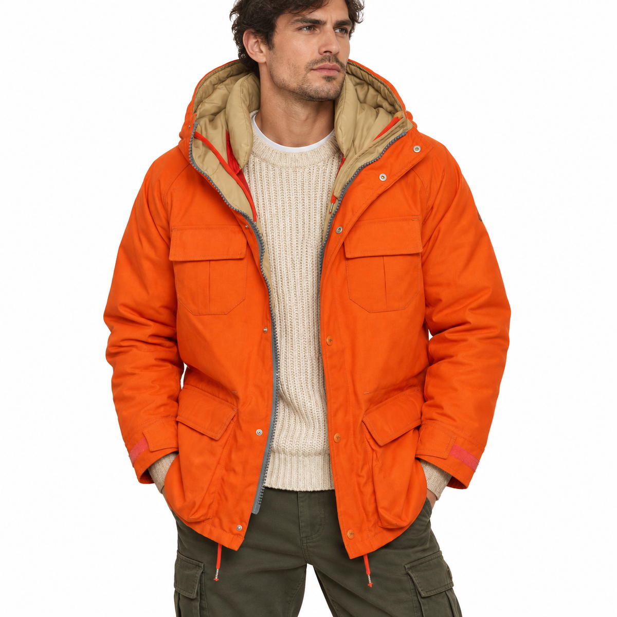 Rare HOLUBAR "Deer Hunter" Orange Cordura Down Filled Parka Jacket NEW