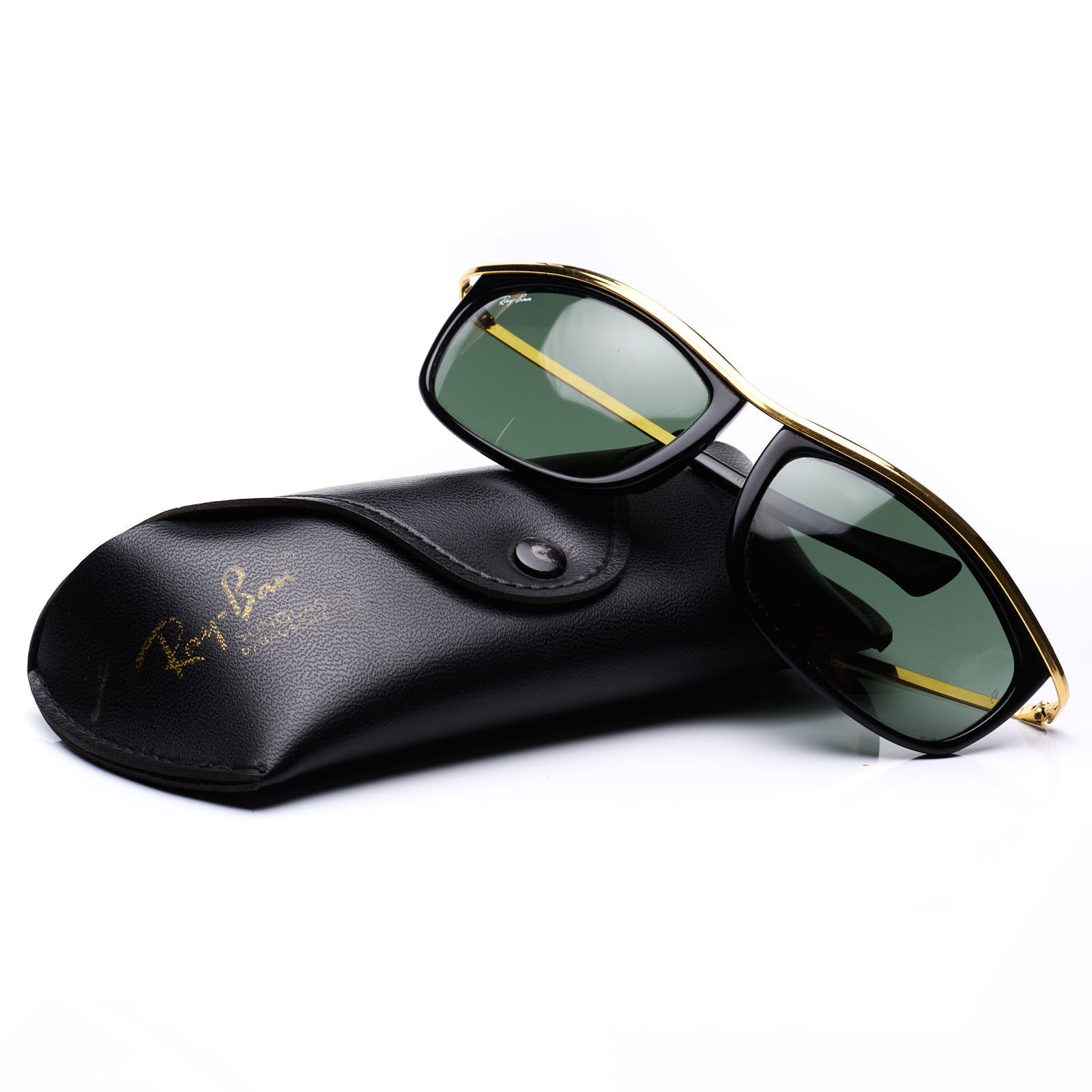 Rare B&L RAY BAN Black-Gold Olympian I RB2319 Sunglasses G-15 62mm