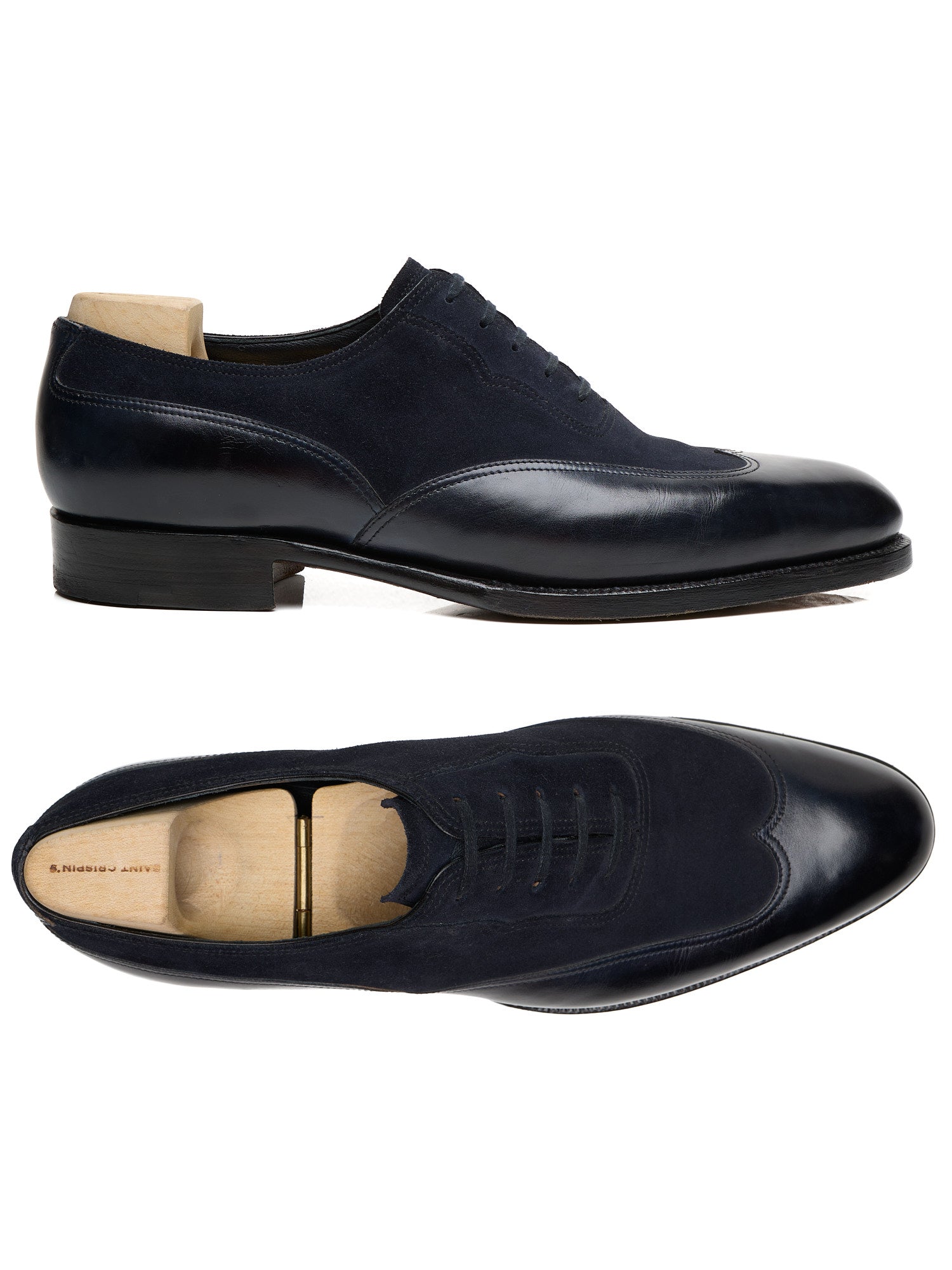 SAINT CRISPIN'S MOD 104 Navy Suede-Leather Oxford Dress Shoes