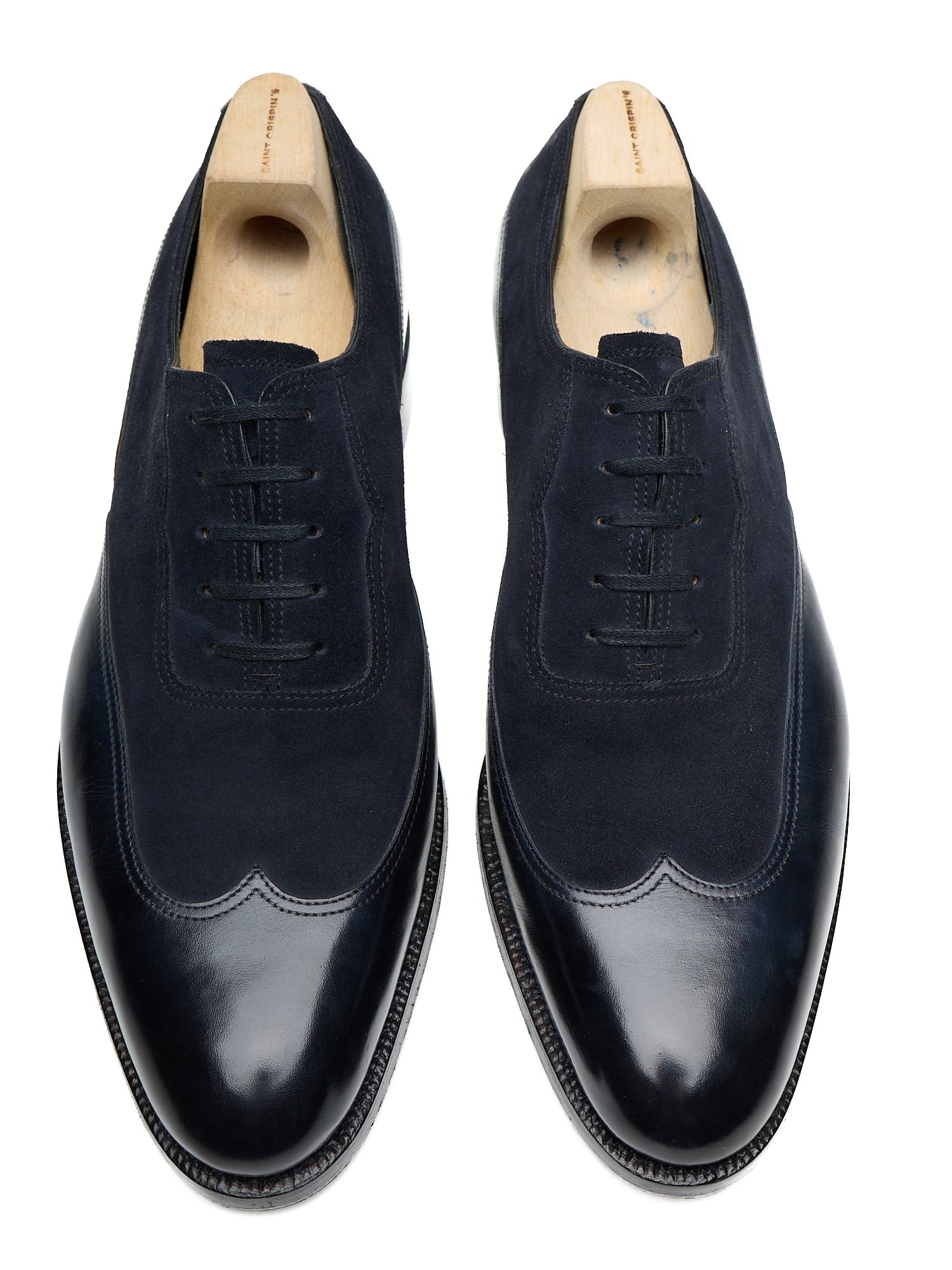 SAINT CRISPIN'S MOD 104 Navy Suede-Leather Oxford Dress Shoes
