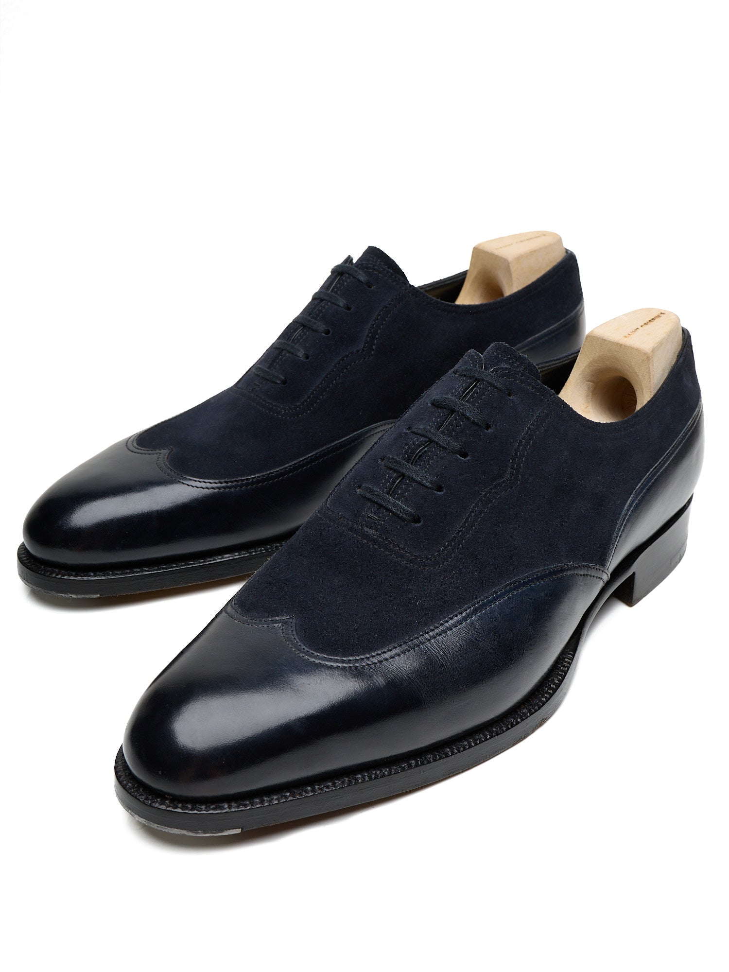 SAINT CRISPIN'S MOD 104 Navy Suede-Leather Oxford Dress Shoes