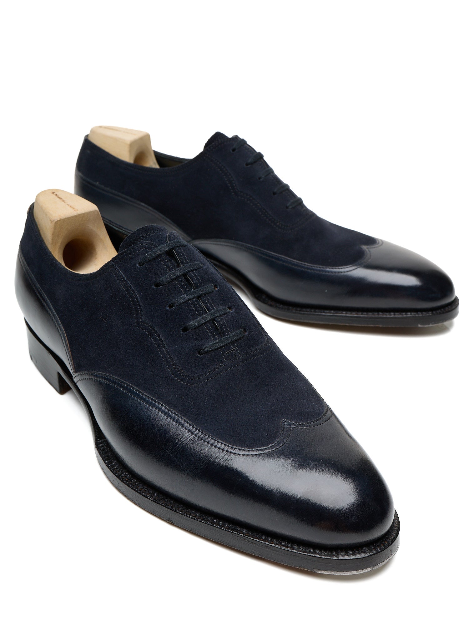 SAINT CRISPIN'S MOD 104 Navy Suede-Leather Oxford Dress Shoes