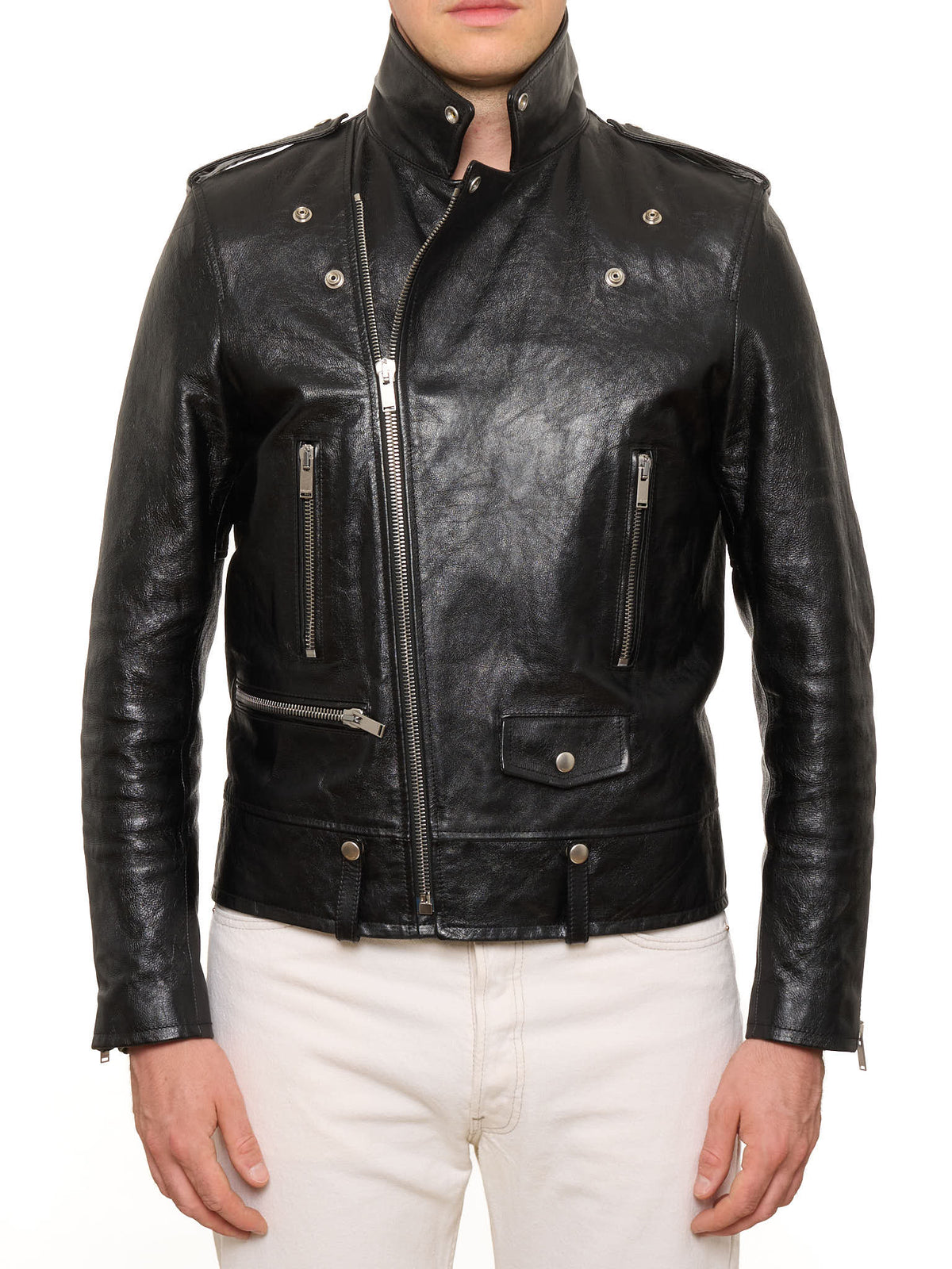 SAINT LAURENT Paris Black Leather L01 Motorcycle Jacket