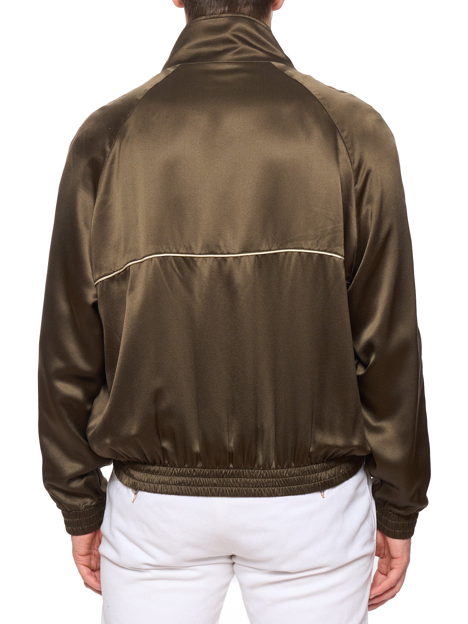 SAINT LAURENT ブラウンスタジャン SAINT LAURENT Paris Teddy Silk Zip-Up Track Jacket