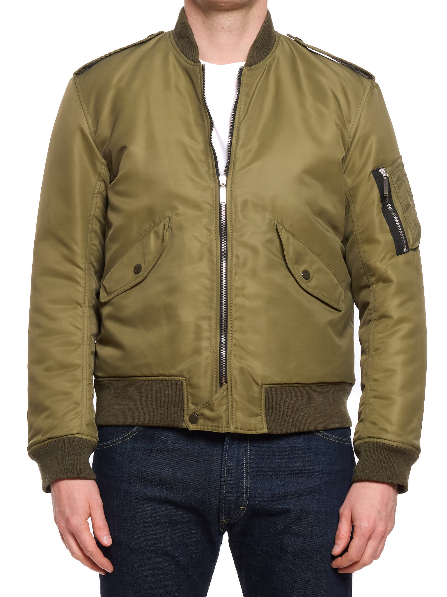 SAINT LAURENT Paris 'MA–1' Military Green Bomber Jacket