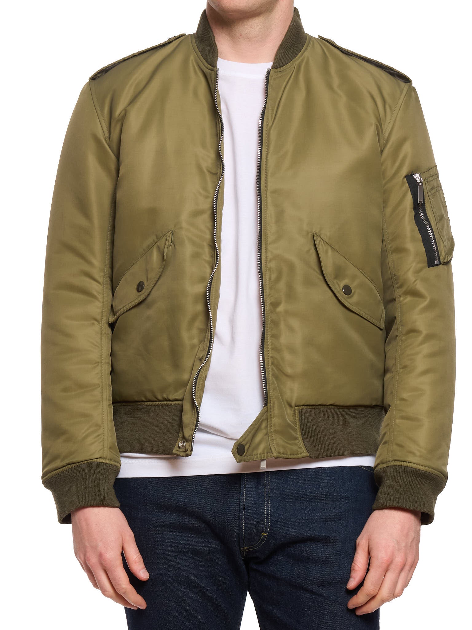 SAINT LAURENT Paris 'MA–1' Military Green Bomber Jacket