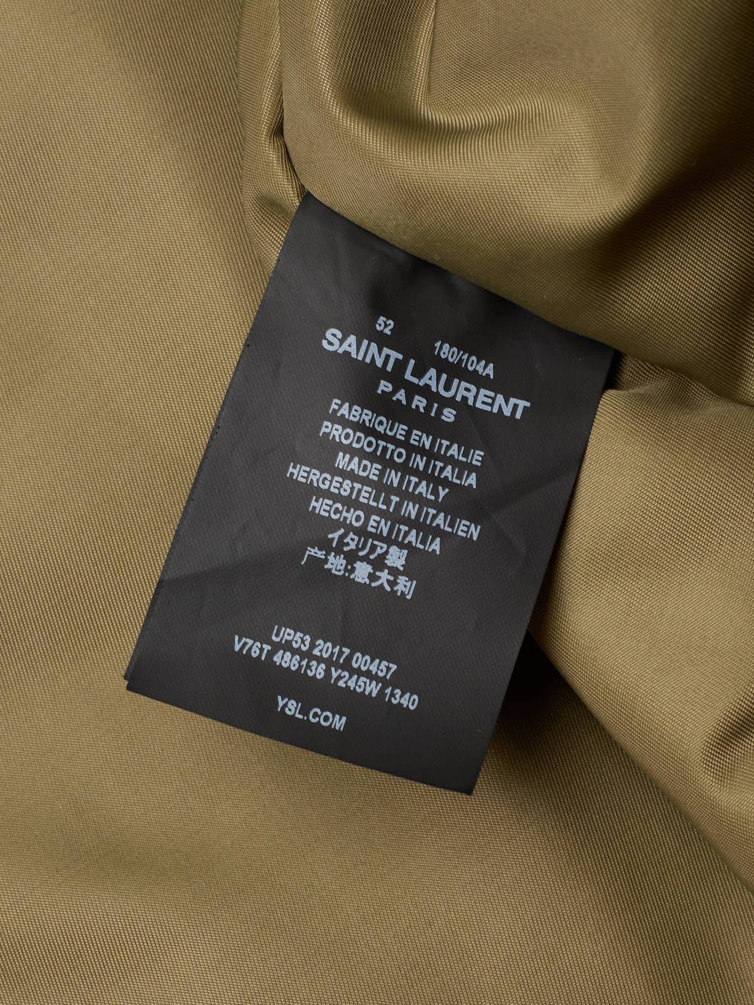 SAINT LAURENT Paris 'MA–1' Military Green Bomber Jacket