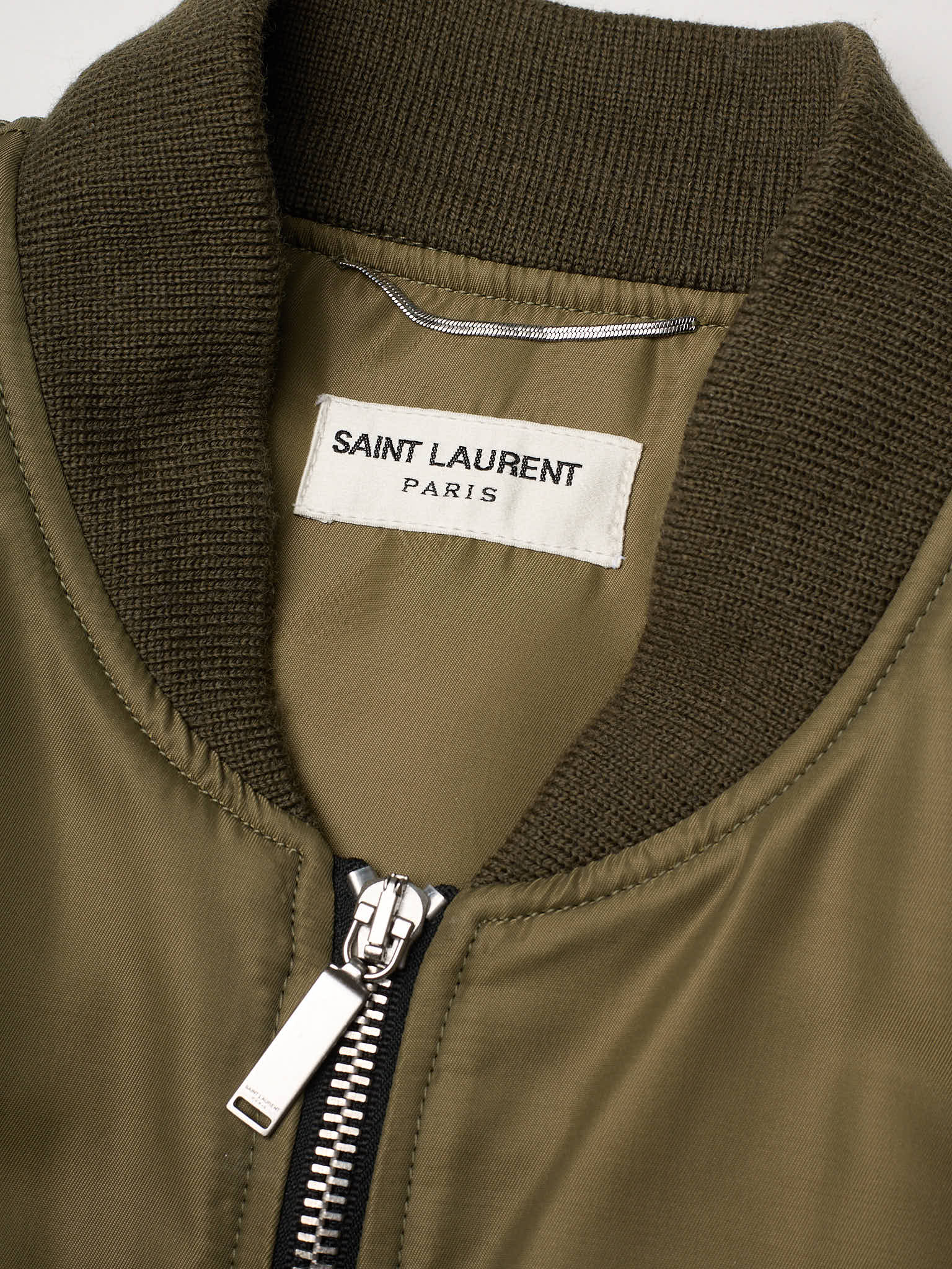 SAINT LAURENT Paris 'MA–1' Military Green Bomber Jacket