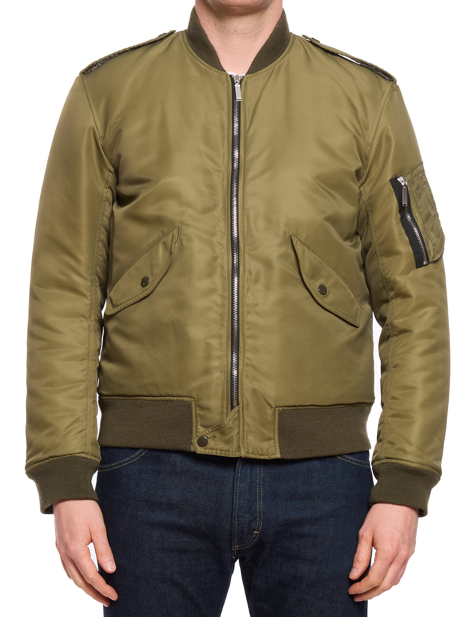 ミリタリージャケット SAINT LAURENT PARIS 16ss MILITARY JACKET SAINT LAURENT Paris 'MA–1' Military Green Bomber Jacket