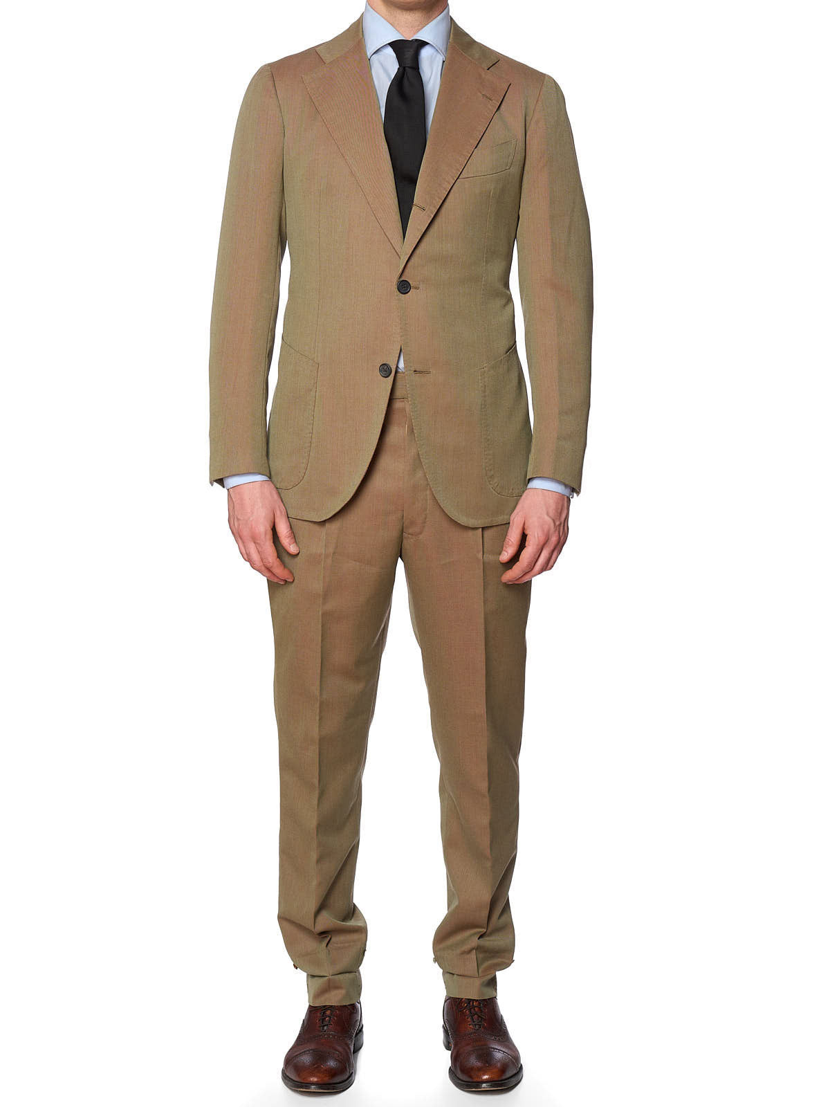 SARTORIA CHIAIA Bespoke Handmade Tan Solaro Wool Suit EU 50 NEW US 38-40
