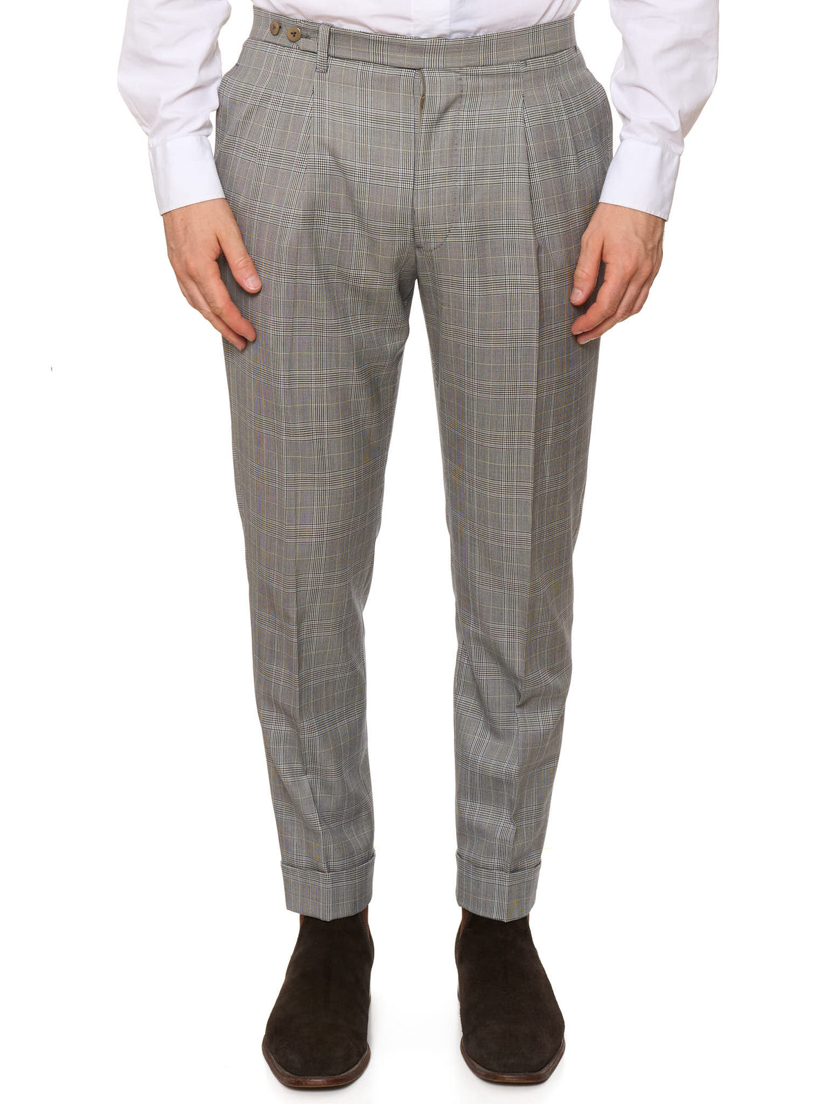 SARTORIA CHIAIA Handmade Gray Plaid Wool Double Breasted Bespoke Suit