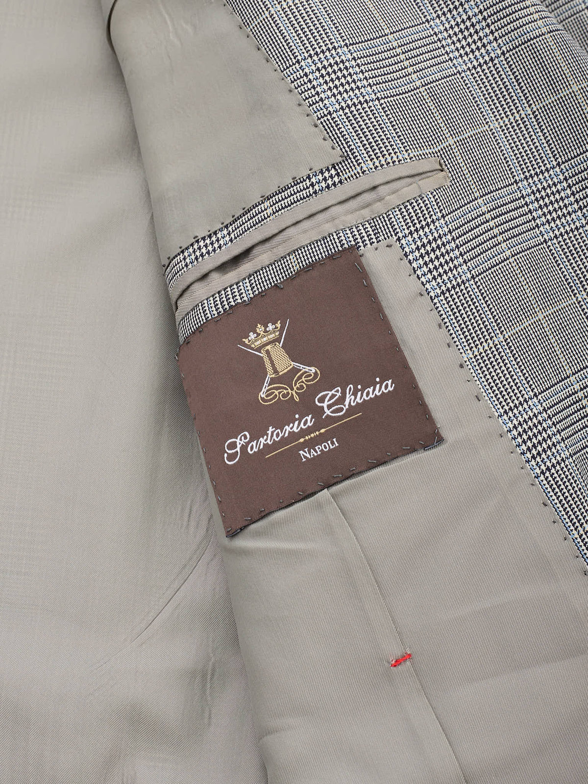 SARTORIA CHIAIA Handmade Gray Plaid Wool Double Breasted Bespoke Suit