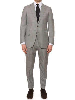 SARTORIA CHIAIA Handmade Gray Plaid Wool Double Breasted Bespoke Suit