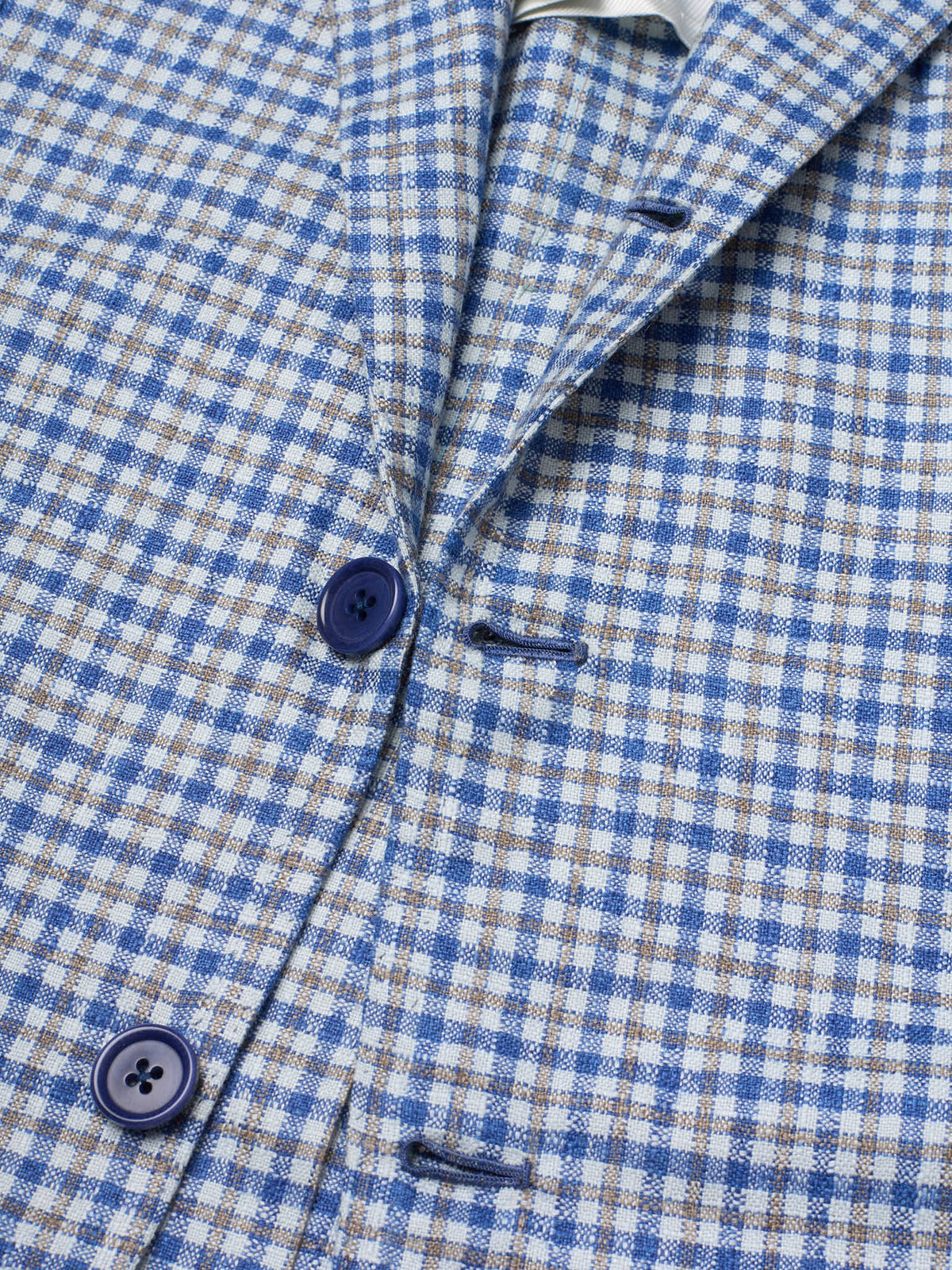 SARTORIA CIARDI Bespoke Handmade Blue-White Plaid Wool-Silk Jacket NEW