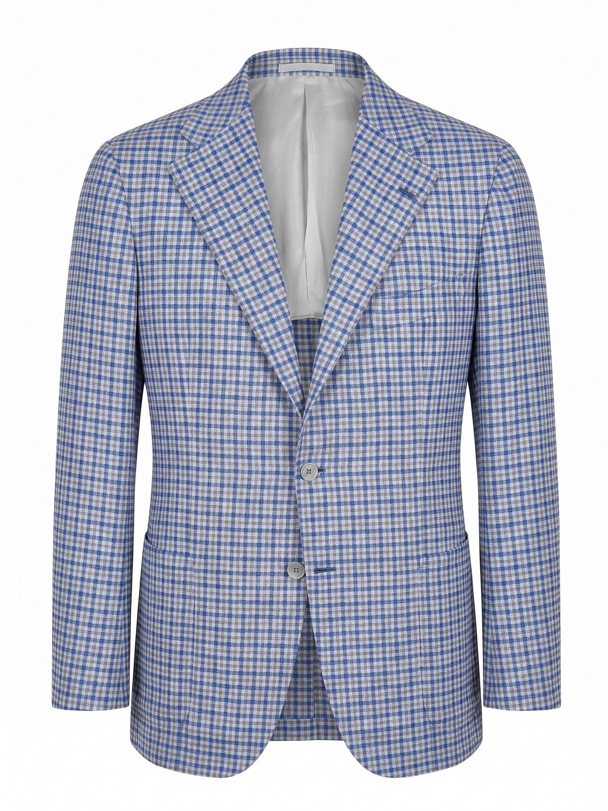 SARTORIA CIARDI Bespoke Handmade Blue-White Plaid Wool-Silk Jacket NEW