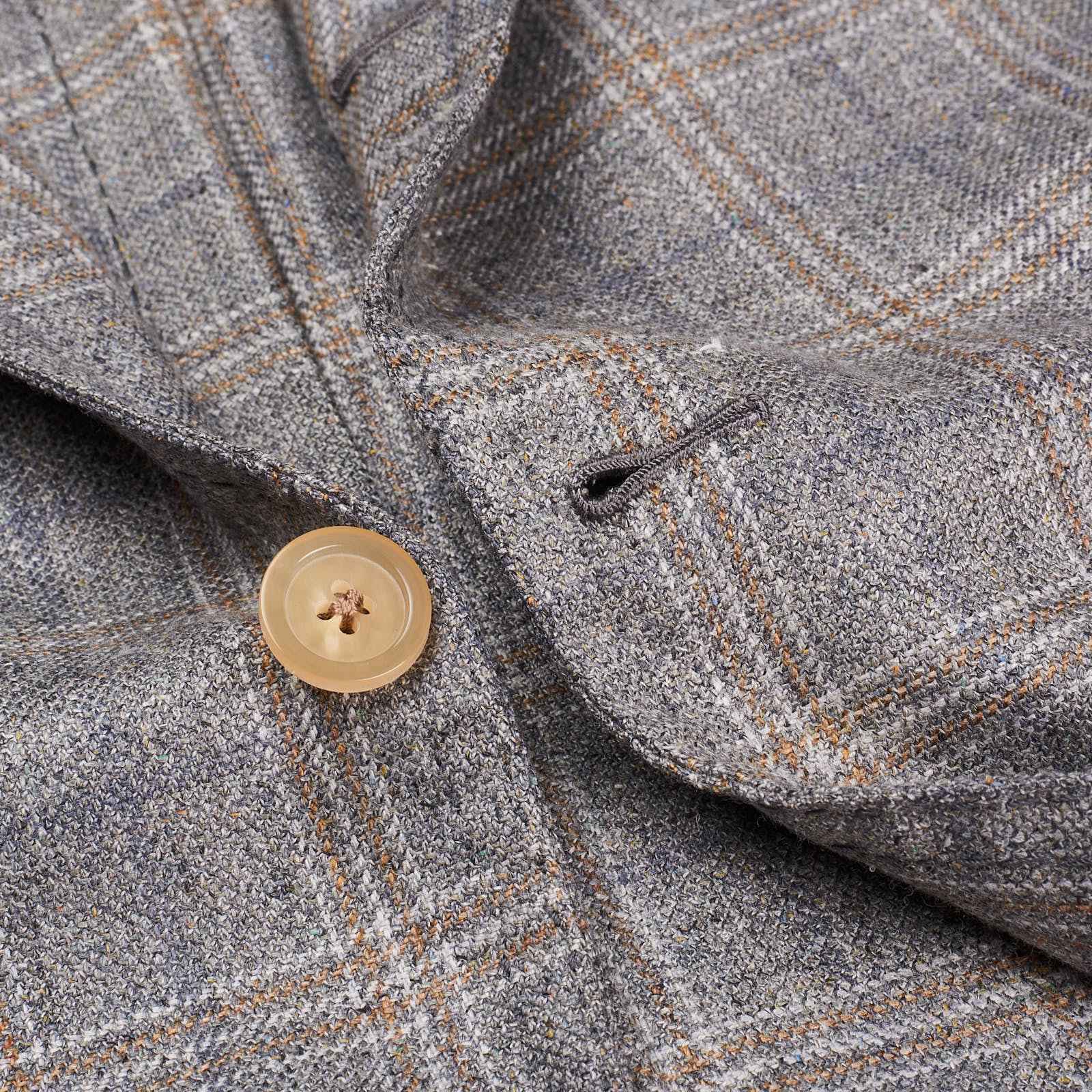 SARTORIA CHIAIA Bespoke Gray Plaid Wool-Cashmere-Linen Jacket EU 50 NEW US 40