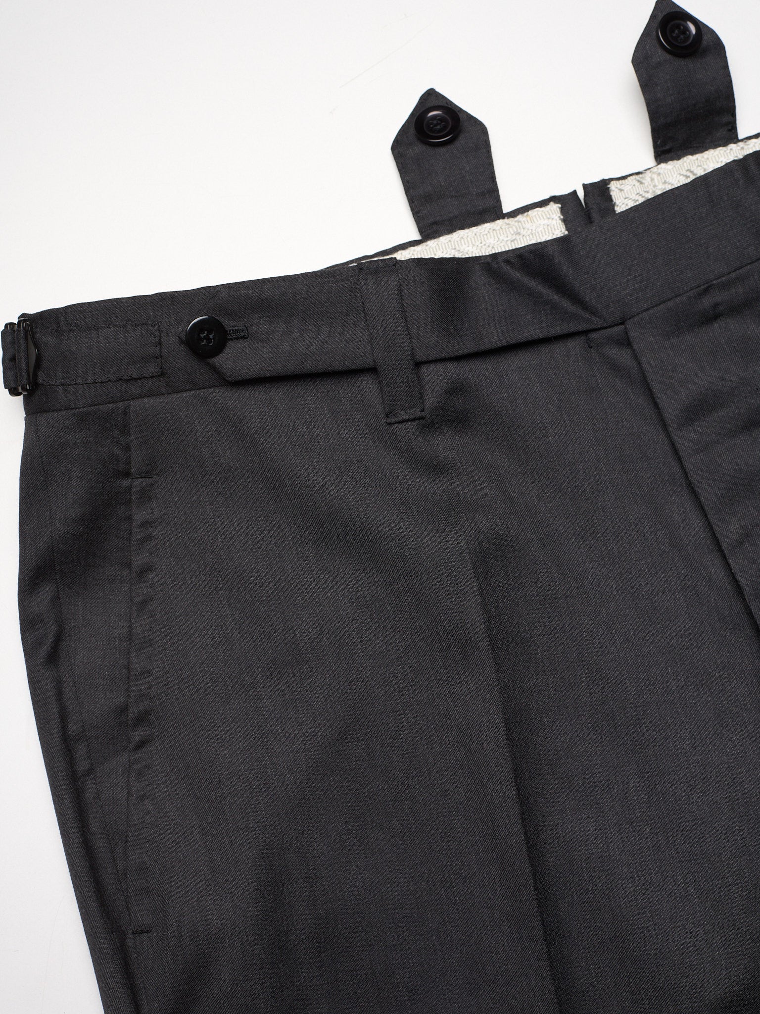 SARTORIA CHIAIA Bespoke Handmade Dark Gray Wool Flat Front Dress Pants