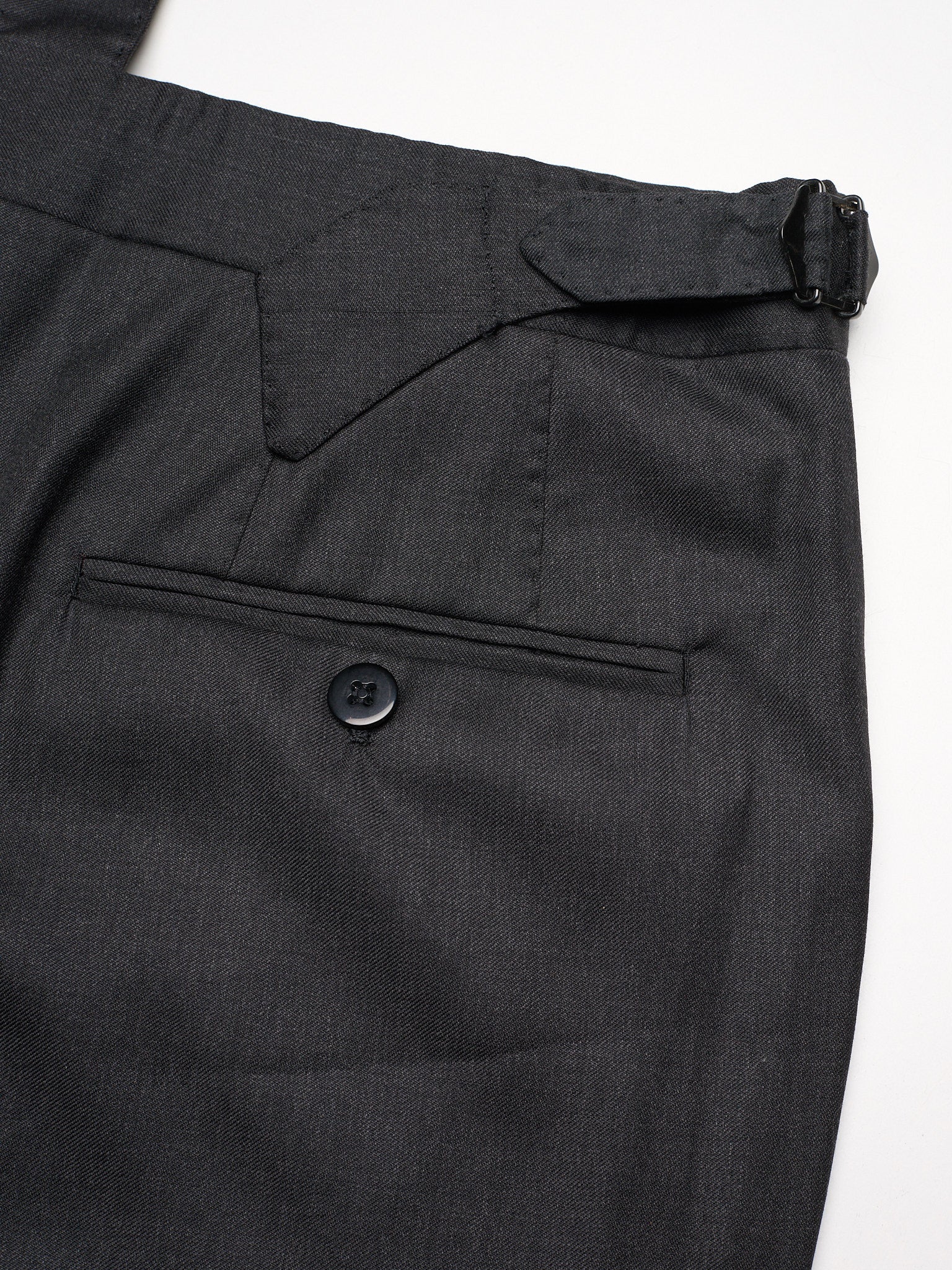SARTORIA CHIAIA Bespoke Handmade Dark Gray Wool Flat Front Dress Pants