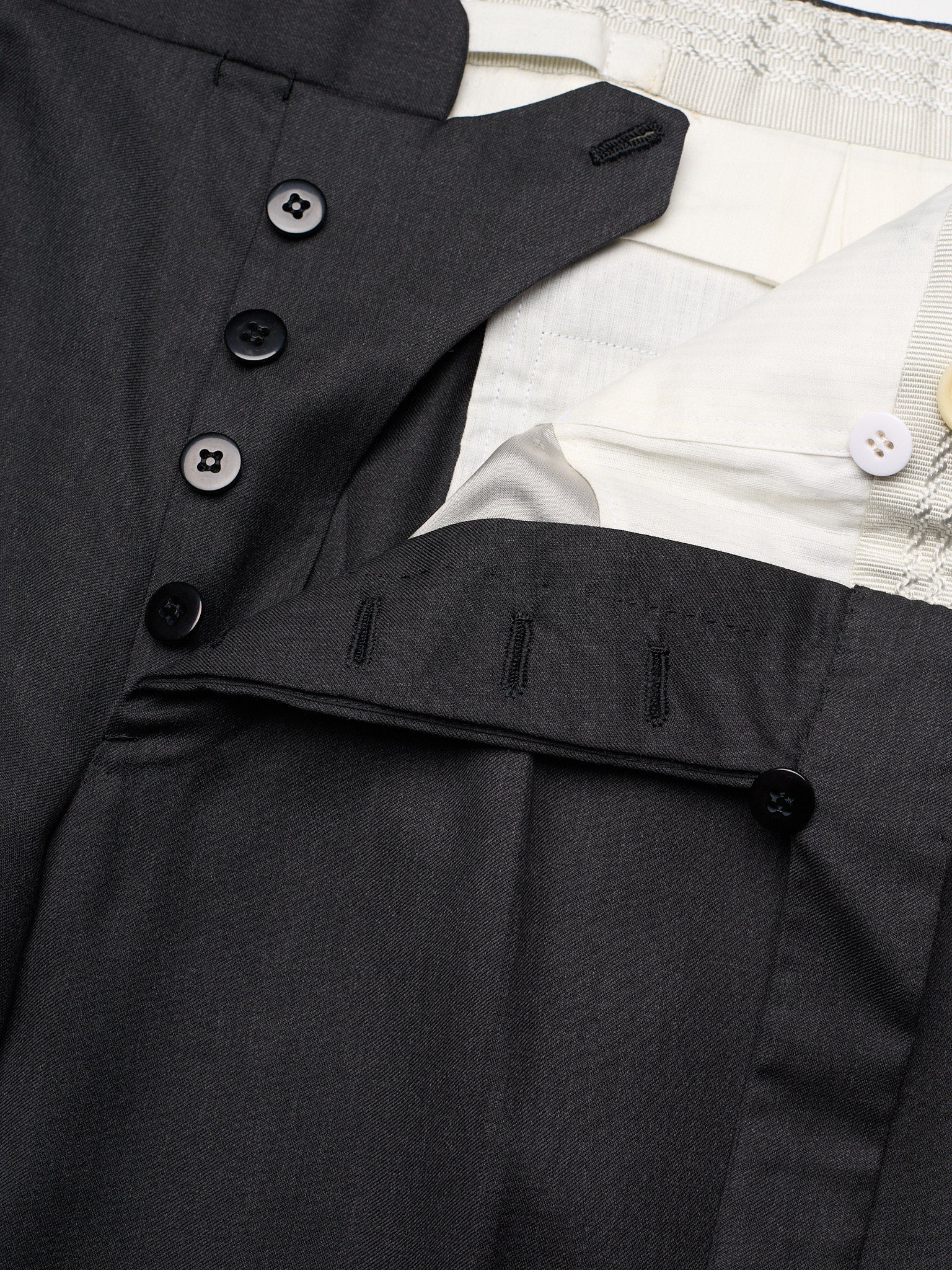 SARTORIA CHIAIA Bespoke Handmade Dark Gray Wool Flat Front Dress Pants