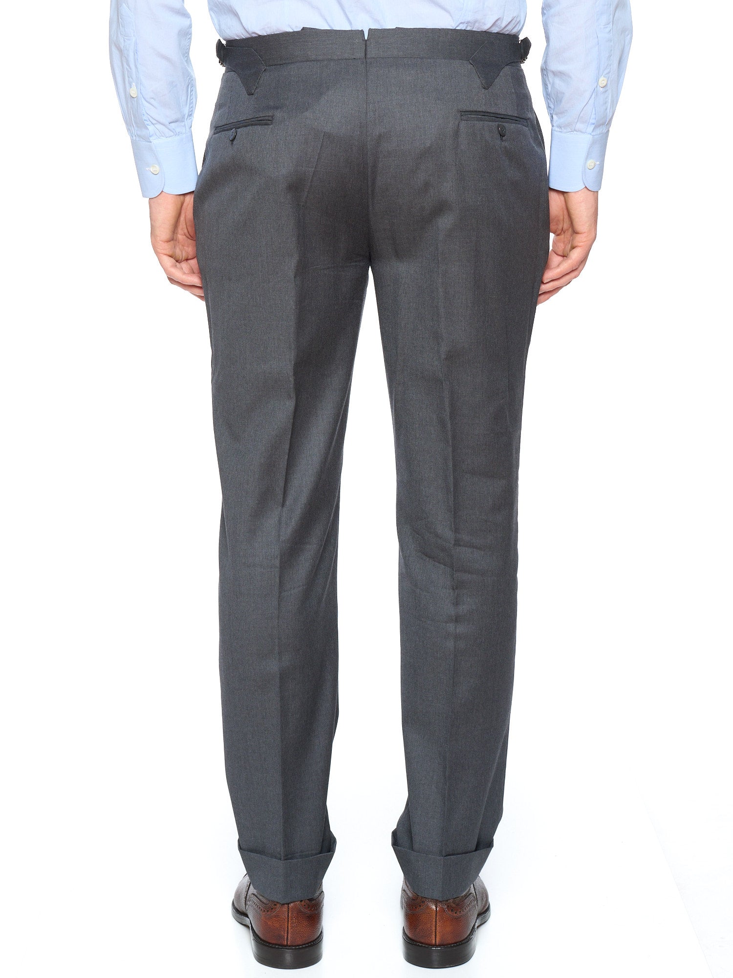 SARTORIA CHIAIA Bespoke Handmade Gray Wool Flat Front Dress Pants