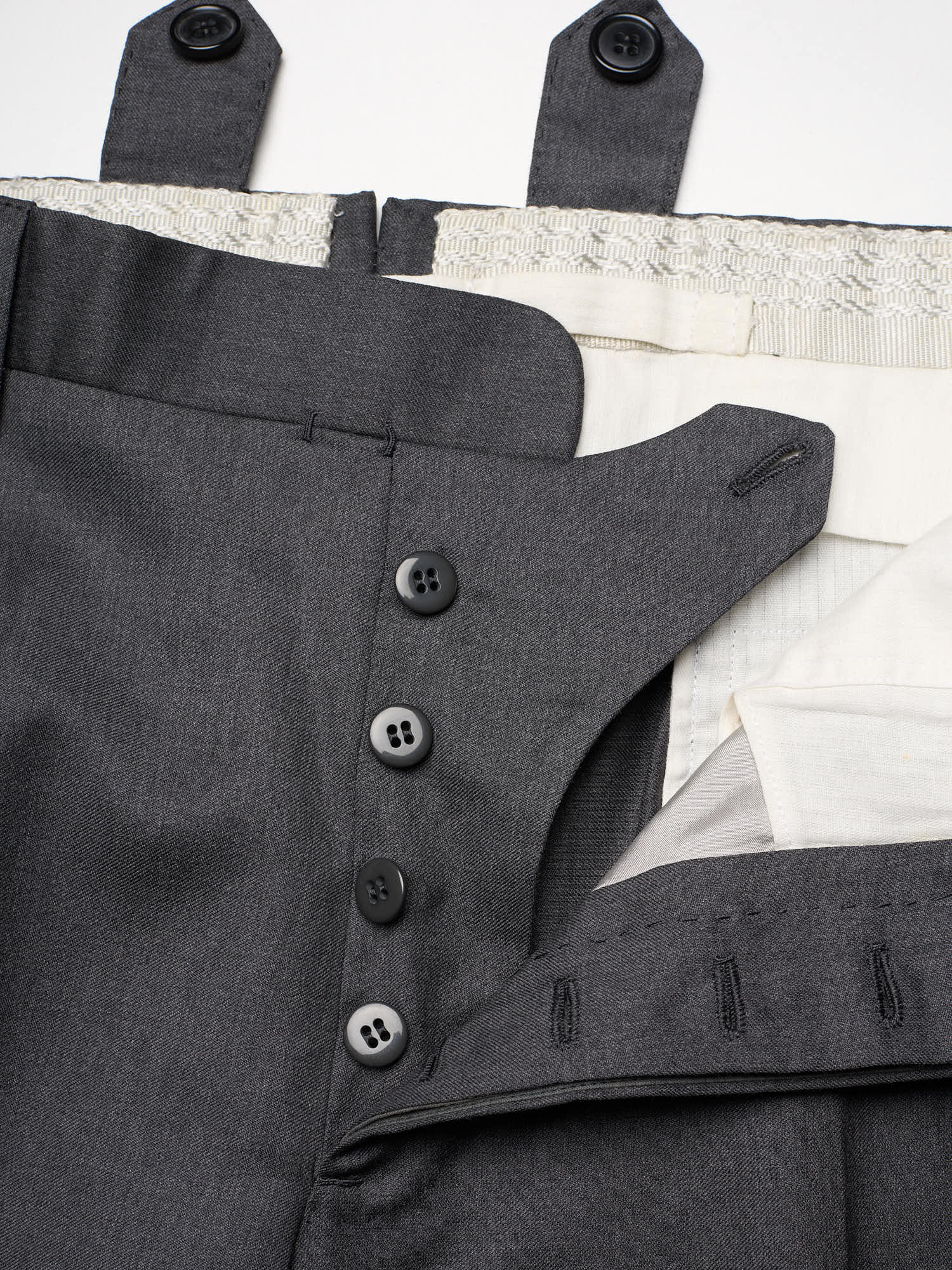 SARTORIA CHIAIA Bespoke Handmade Gray Wool Flat Front Dress Pants