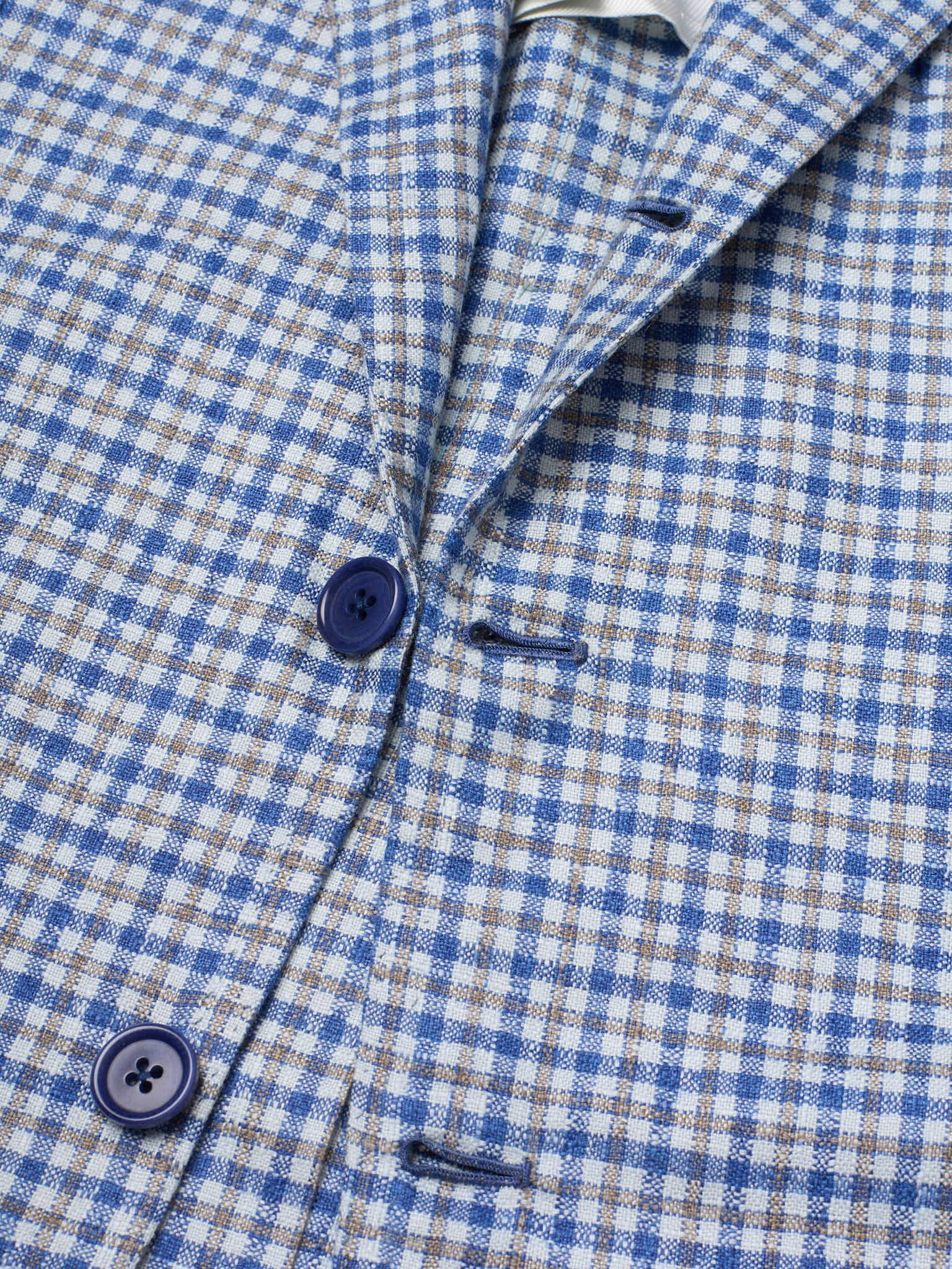 SARTORIA CIARDI Bespoke Handmade Blue-White Plaid Wool-Silk Jacket NEW