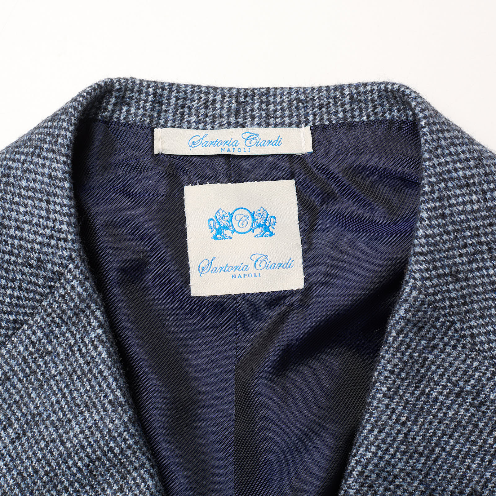 SARTORIA CIARDI Bespoke Napoli Blue Sheperd's Check Wool Jacket EU 50 NEW US 40